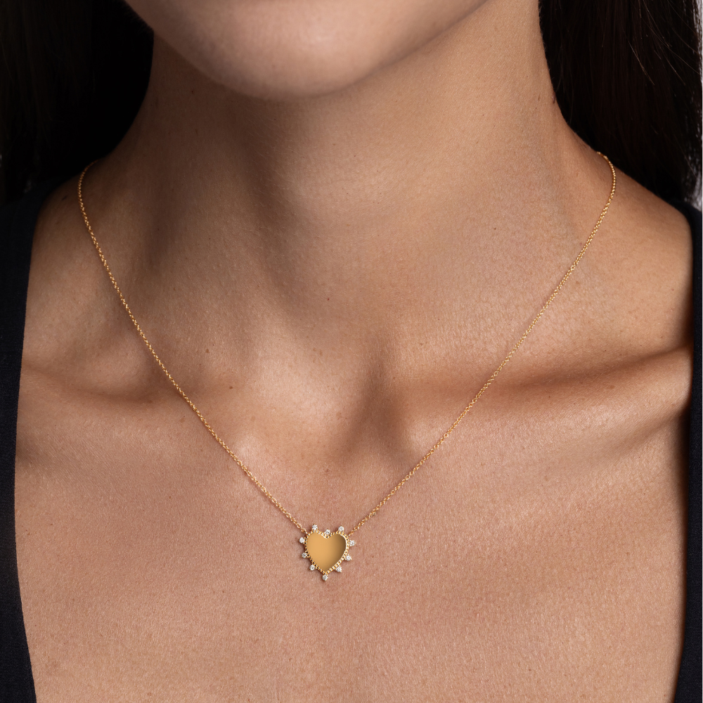 Milgrain Engravable Heart Pendant Necklace - Happy Jewelers Fine Jewelry Lifetime Warranty