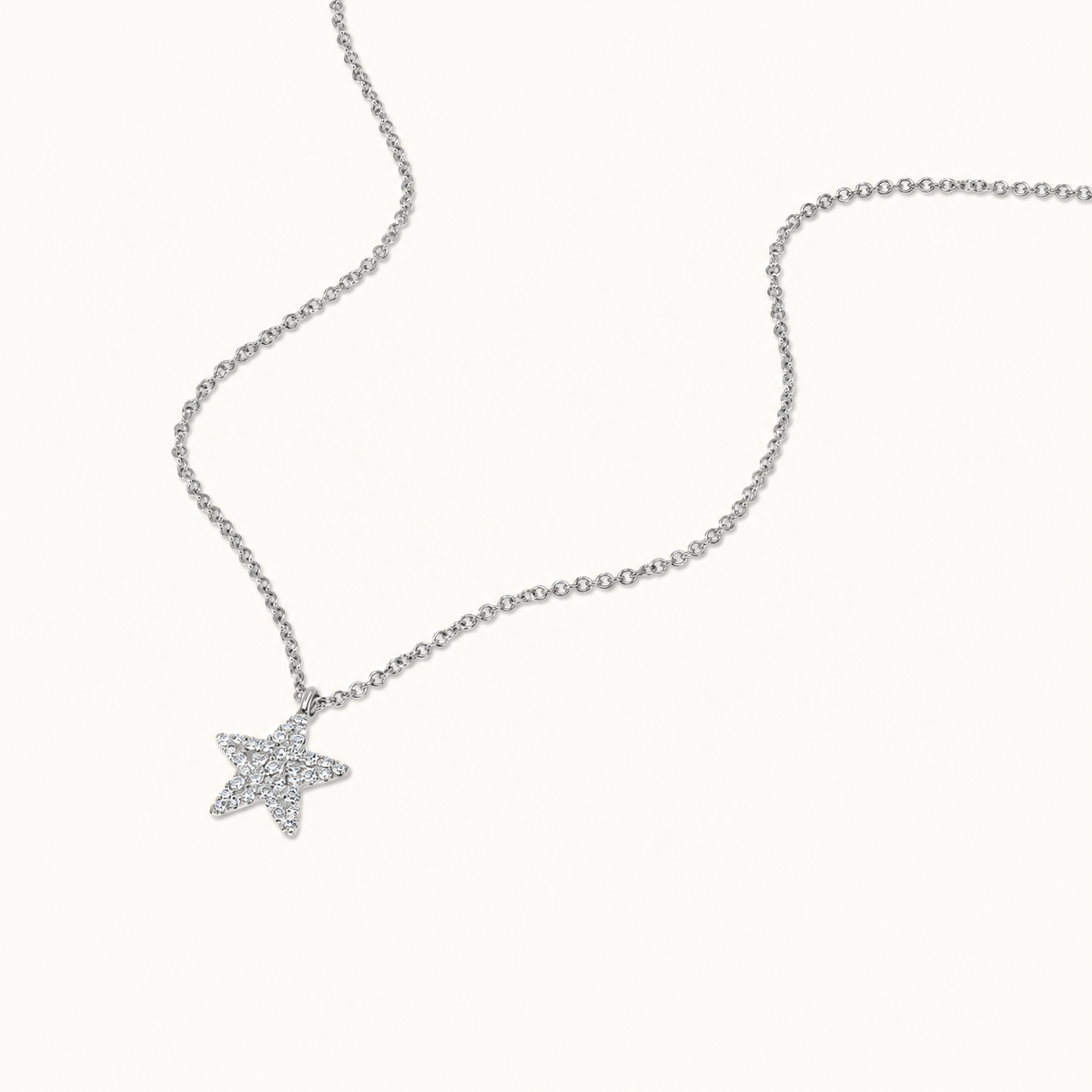 Mini Pave Diamond Star Necklace