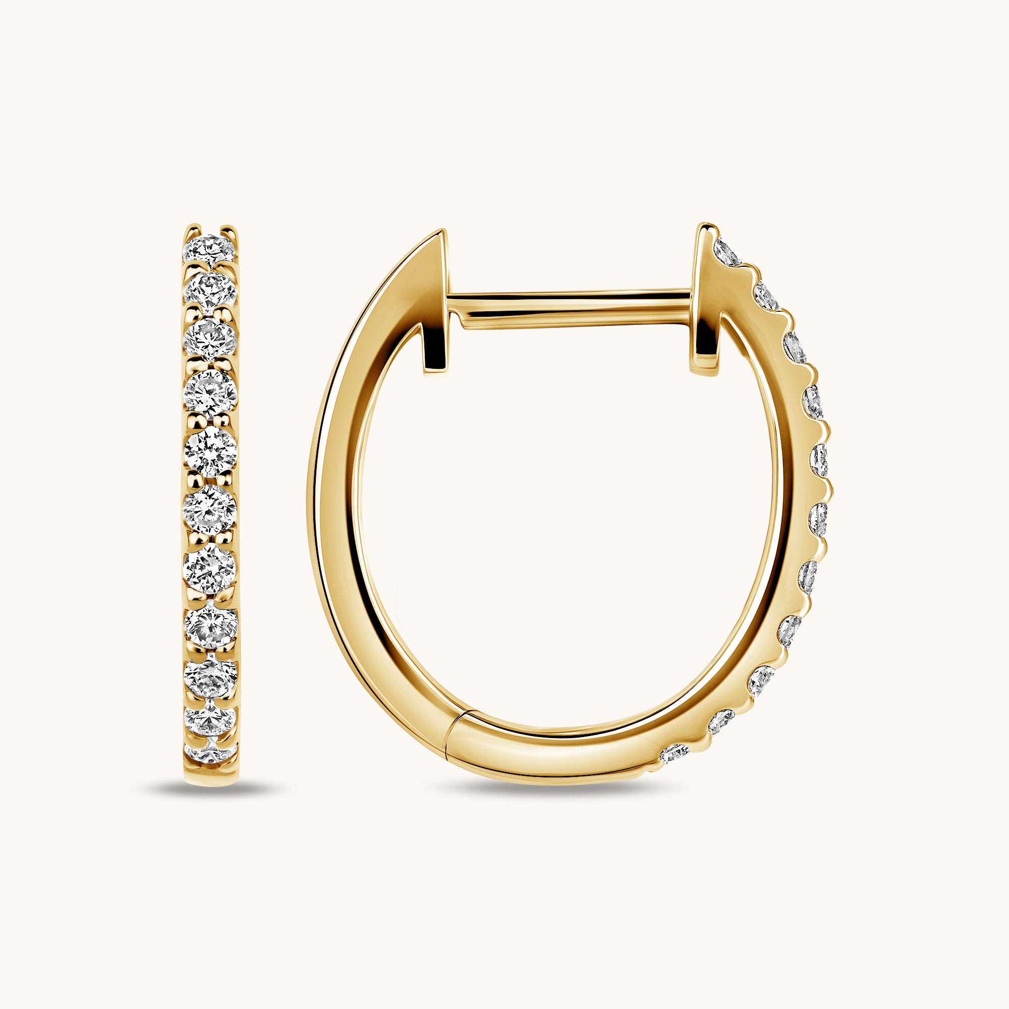 Yellow Gold Mini Classic Diamond Huggie Earrings