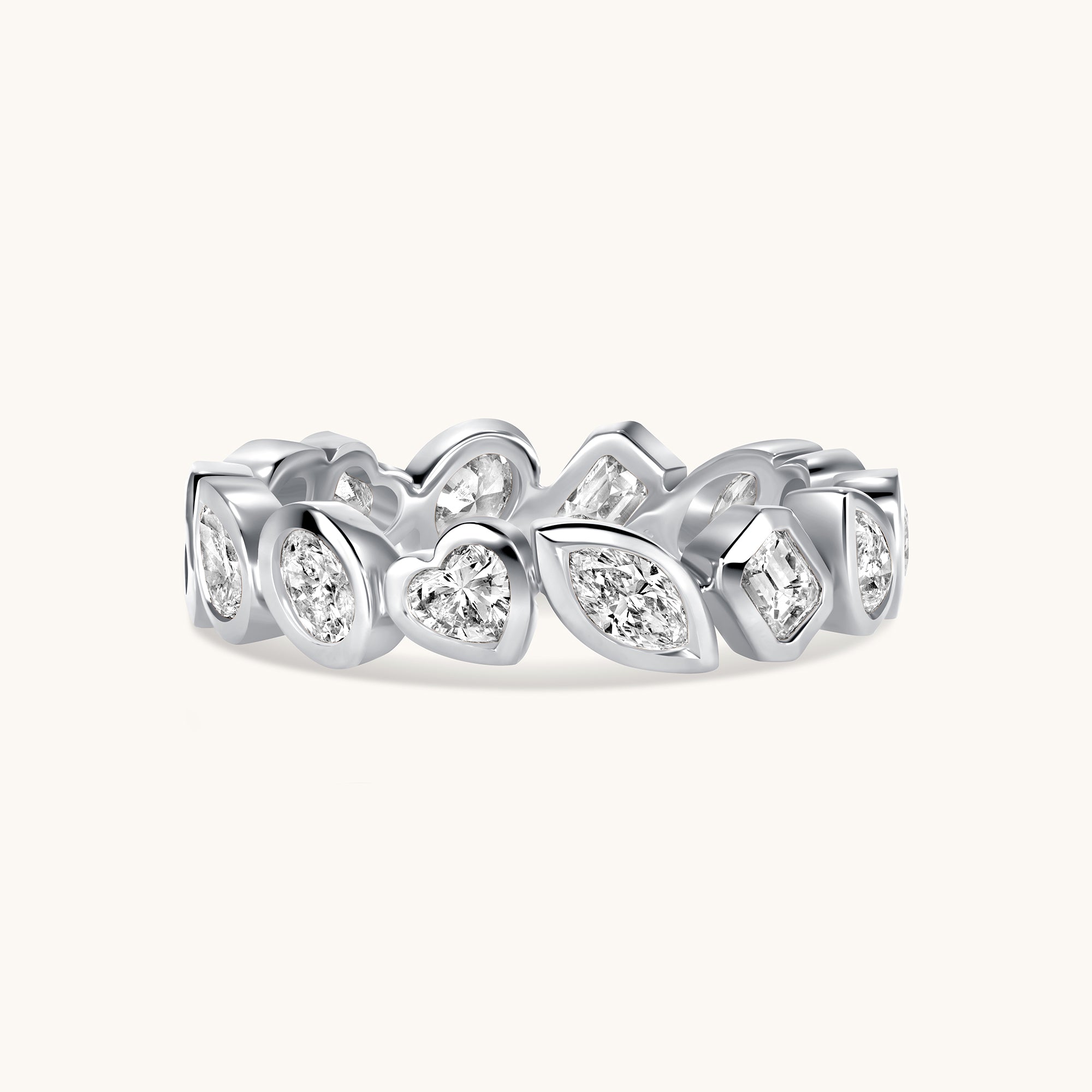 White Gold Multi-Diamond Bezel Eternity Band