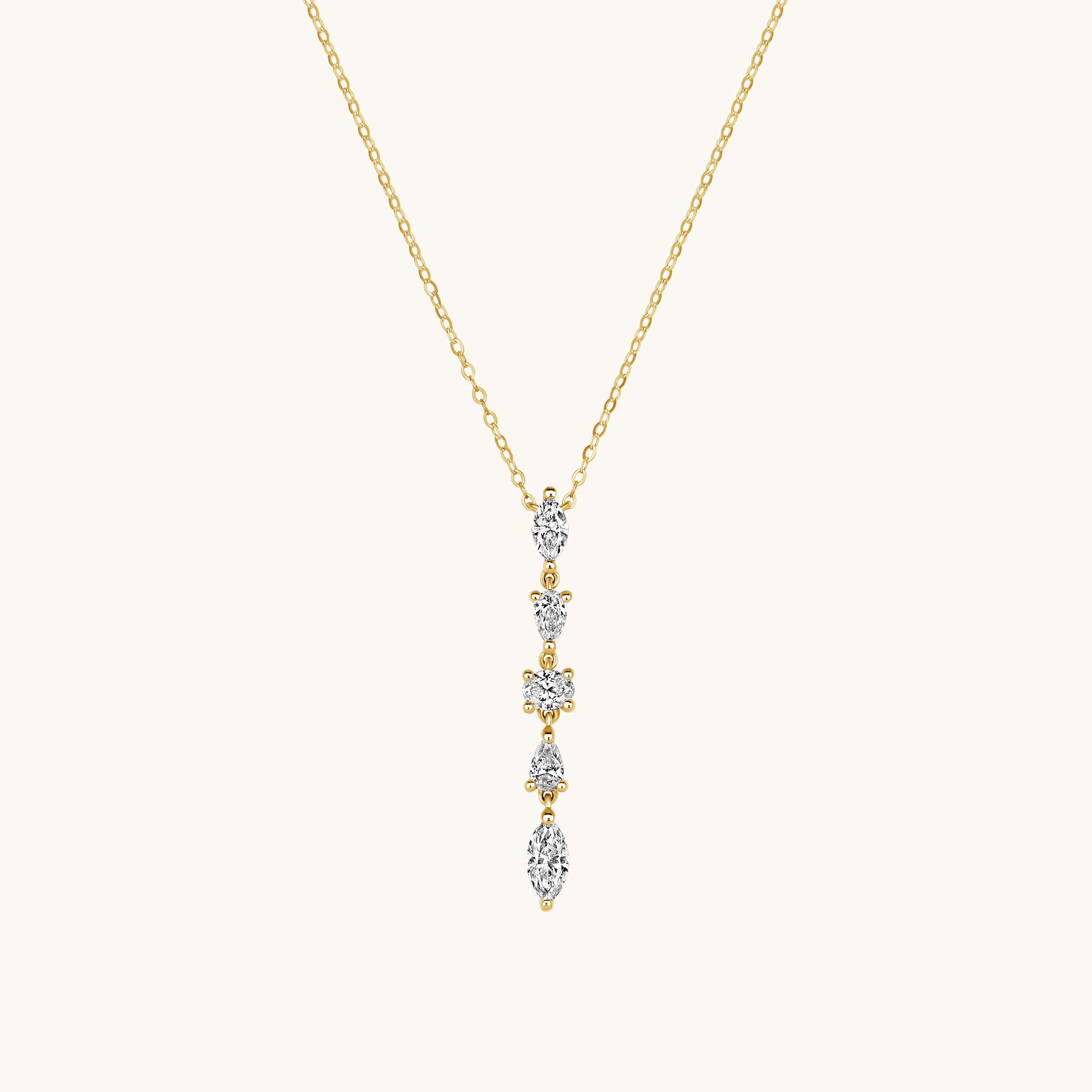 Yellow Gold Multi-Diamond Dangling Necklace