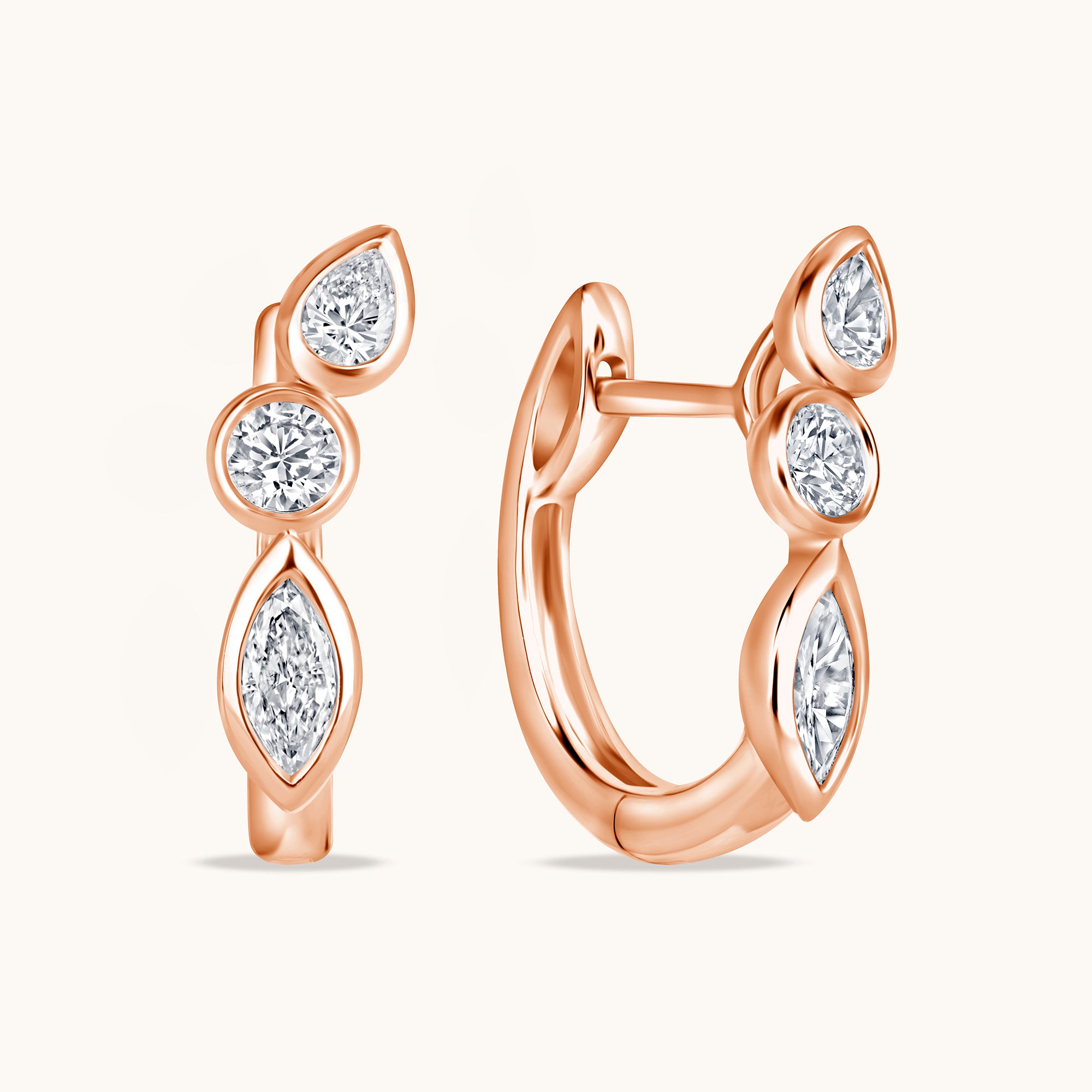 Multi Lab Diamond Bezel Huggie - Happy Jewelers Fine Jewelry Lifetime Warranty