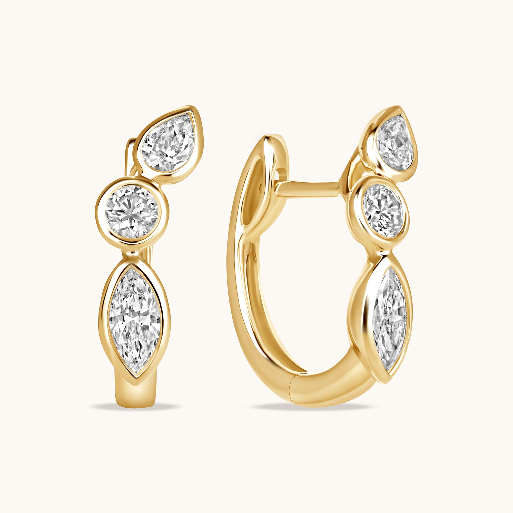 Multi Lab Diamond Bezel Huggie - Happy Jewelers Fine Jewelry Lifetime Warranty