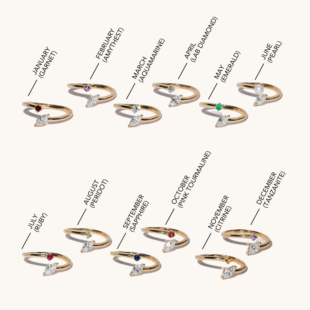 Lab Diamond and Birthstone Open Band - Happy Jewelers Fine Jewelry Lifetime Warranty