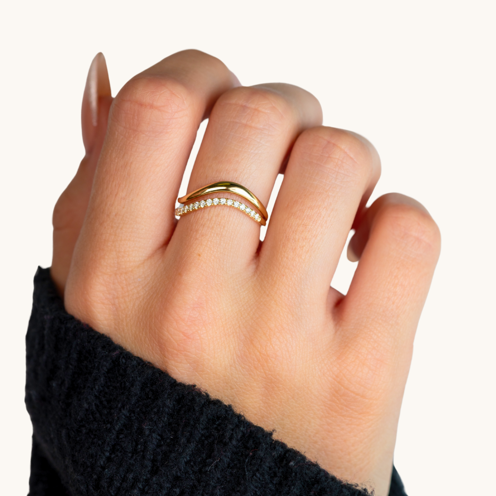 Double Motion Solid and Pave Halfway Band - Happy Jewelers Fine Jewelry Lifetime Warranty