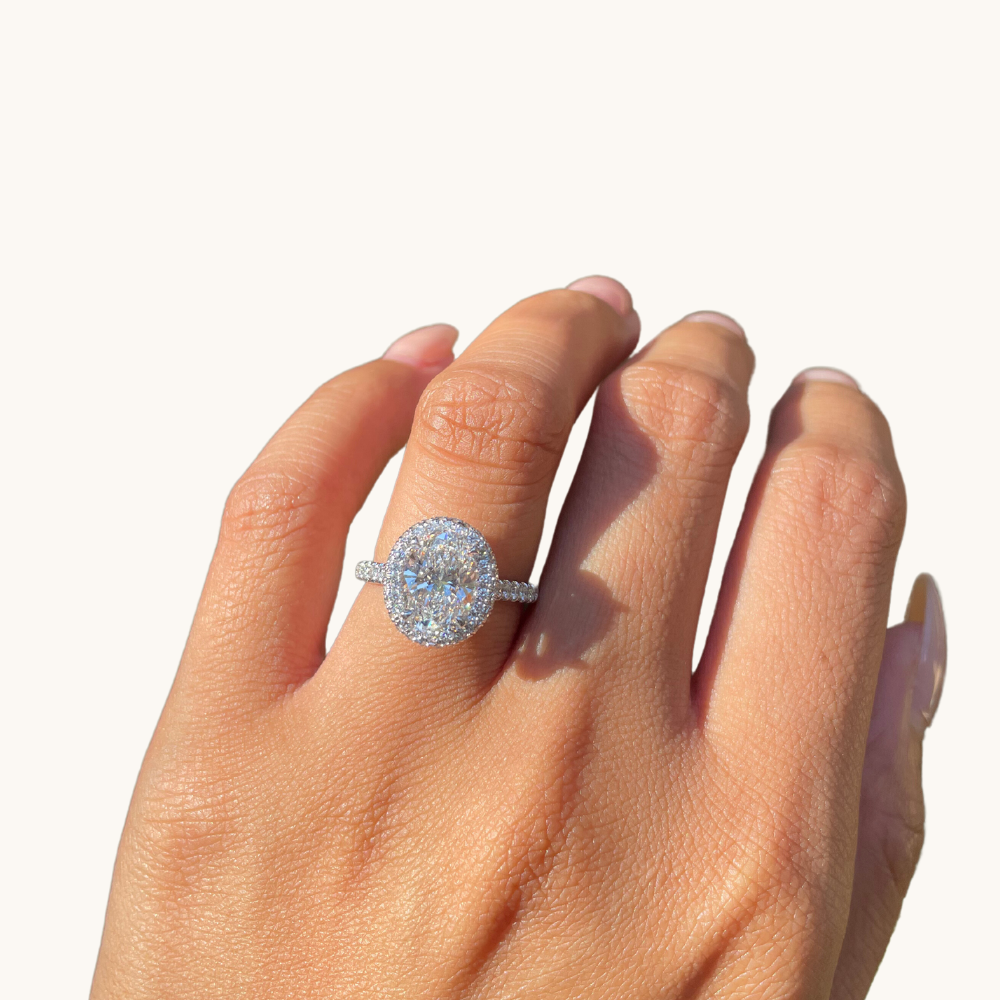 2.07 Oval Lab Diamond Engagement Ring with 2D Halo - Happy Jewelers Fine Jewelry Lifetime Warranty
