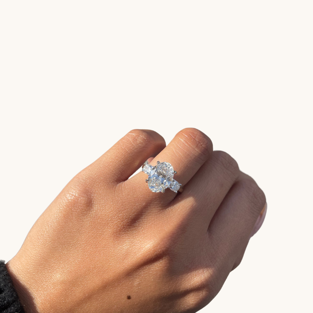 4.13 Oval Lab Diamond 3-Stone Engagement Ring - Happy Jewelers Fine Jewelry Lifetime Warranty