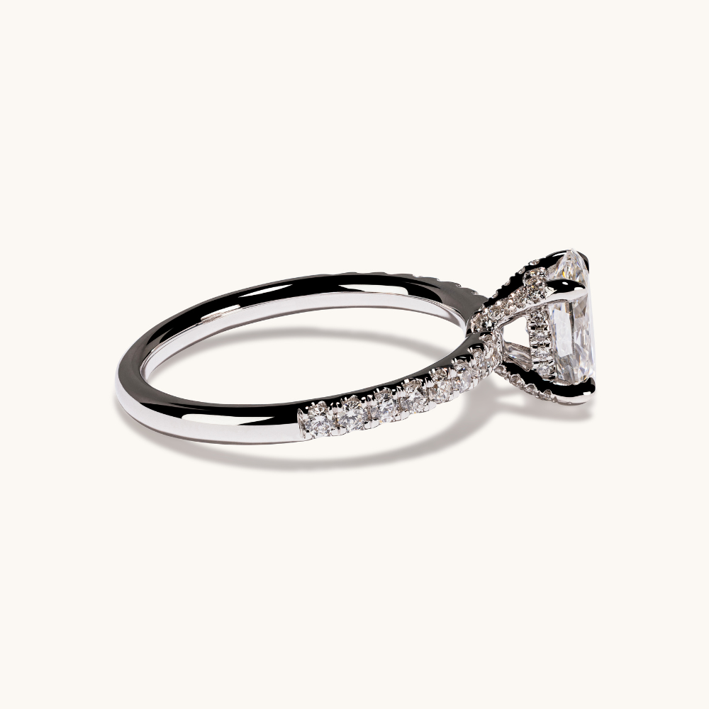 1.03 Oval Lab Diamond Engagement Ring with Hidden Halo - Happy Jewelers Fine Jewelry Lifetime Warranty