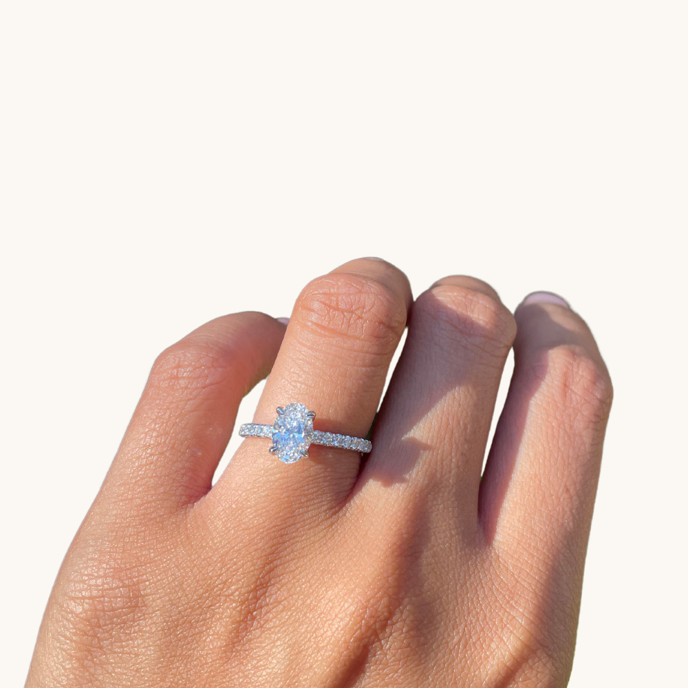 1.03 Oval Lab Diamond Engagement Ring with Hidden Halo - Happy Jewelers Fine Jewelry Lifetime Warranty