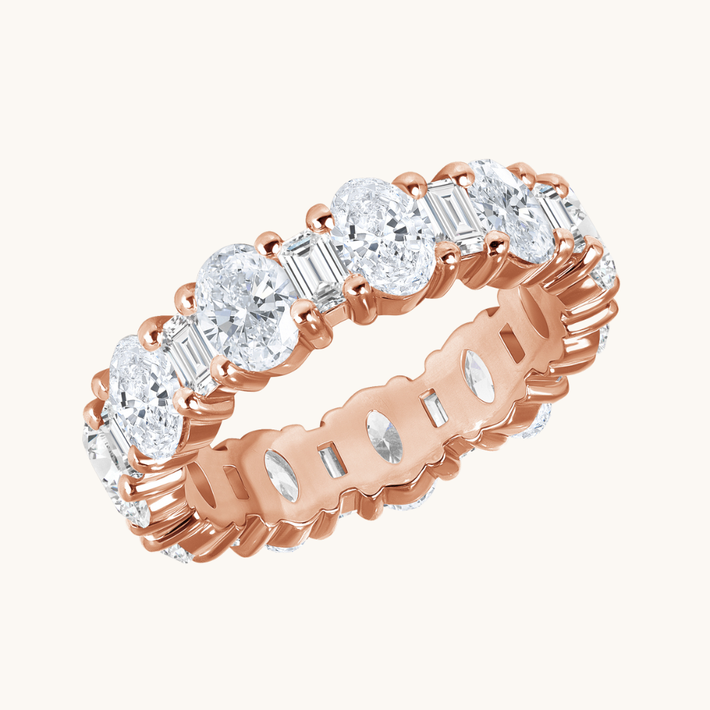 Oval + Baguette Diamond Eternity Band - Happy Jewelers Fine Jewelry Lifetime Warranty