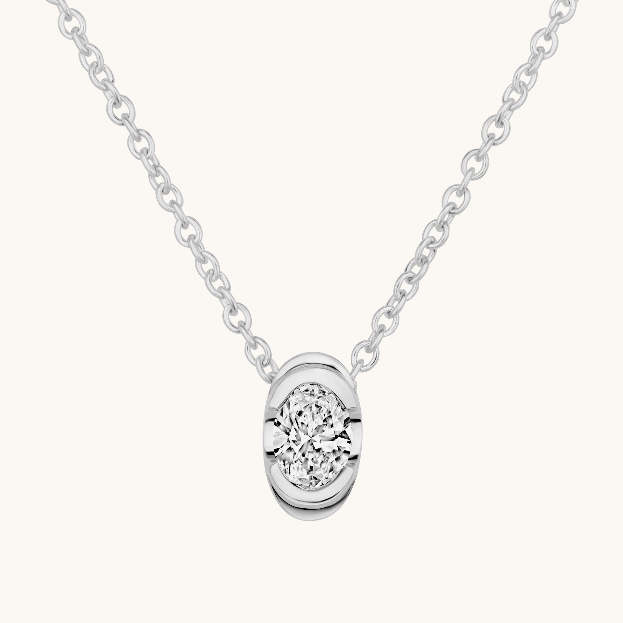 Bezel Oval Lab Diamond Solitaire Pendant - Happy Jewelers Fine Jewelry Lifetime Warranty