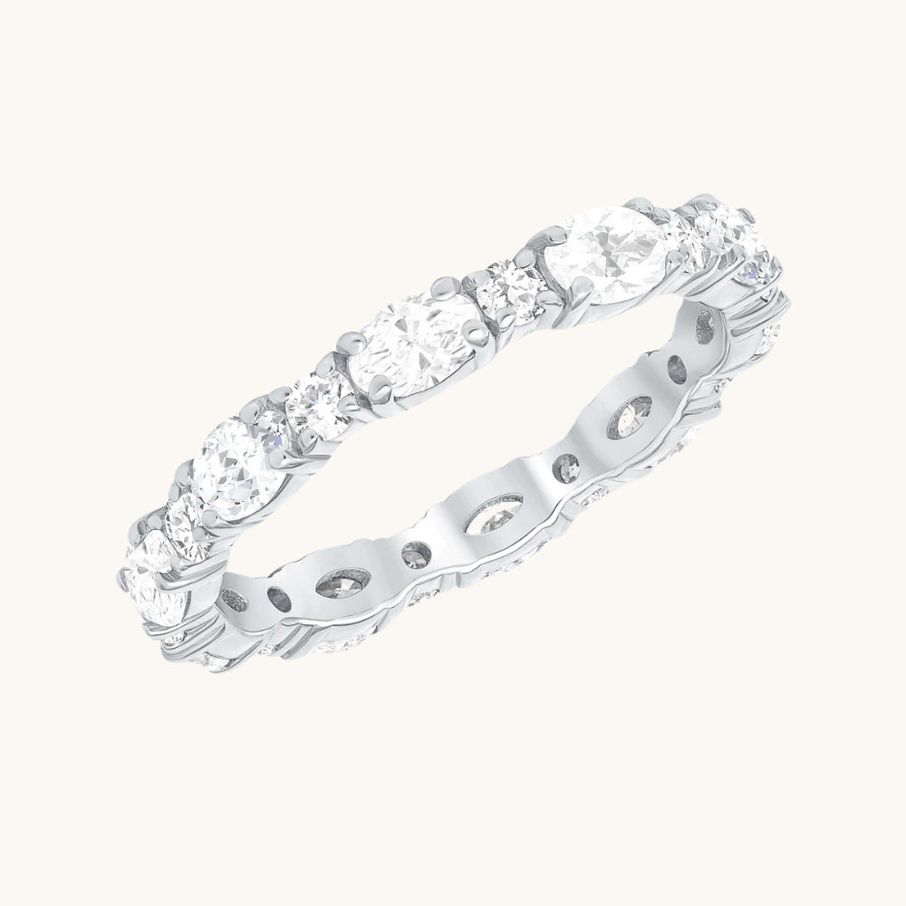 Oval + Round Diamond Eternity Band - Happy Jewelers Fine Jewelry Lifetime Warranty