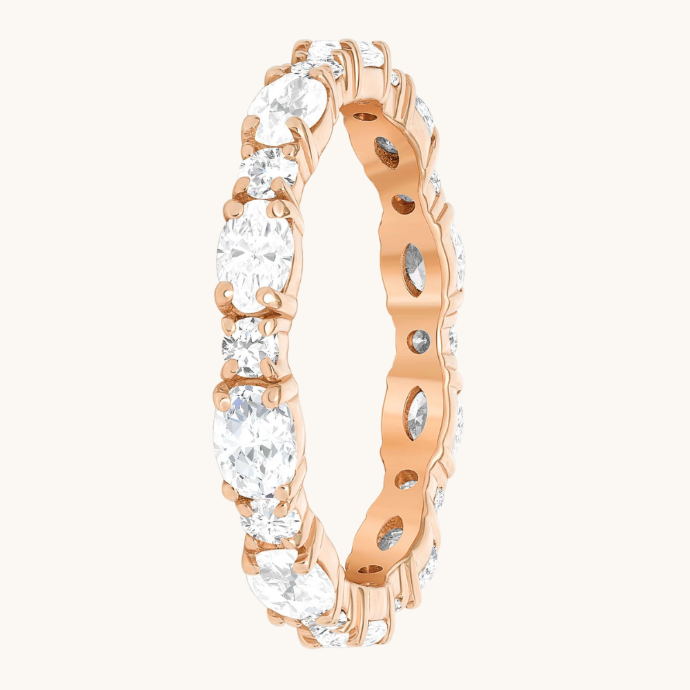 Oval + Round Diamond Eternity Band - Happy Jewelers Fine Jewelry Lifetime Warranty