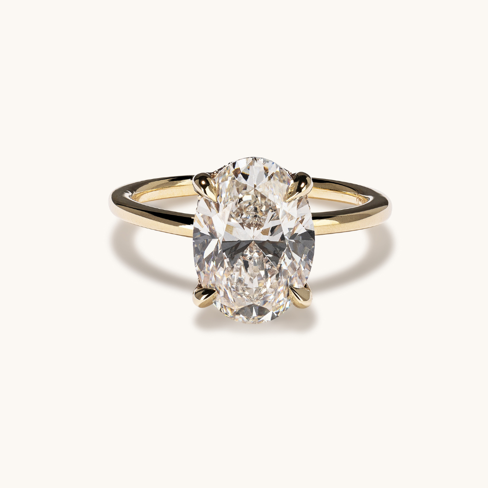 Oval Lab Diamond Solitaire Engagement Ring with Hidden Halo - Happy Jewelers Fine Jewelry Lifetime Warranty