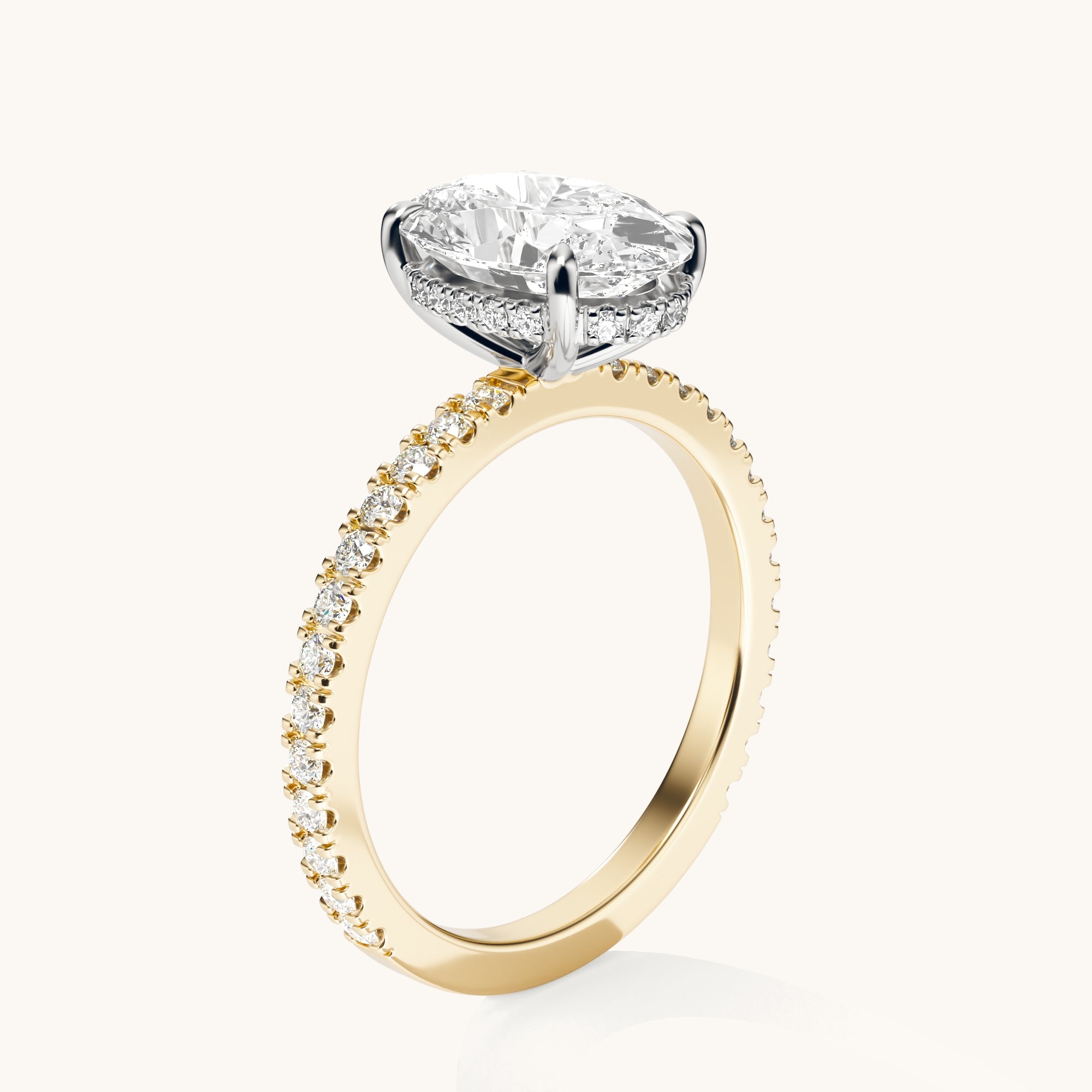 Oval Lab Diamond Engagement Ring with Signature Setting
