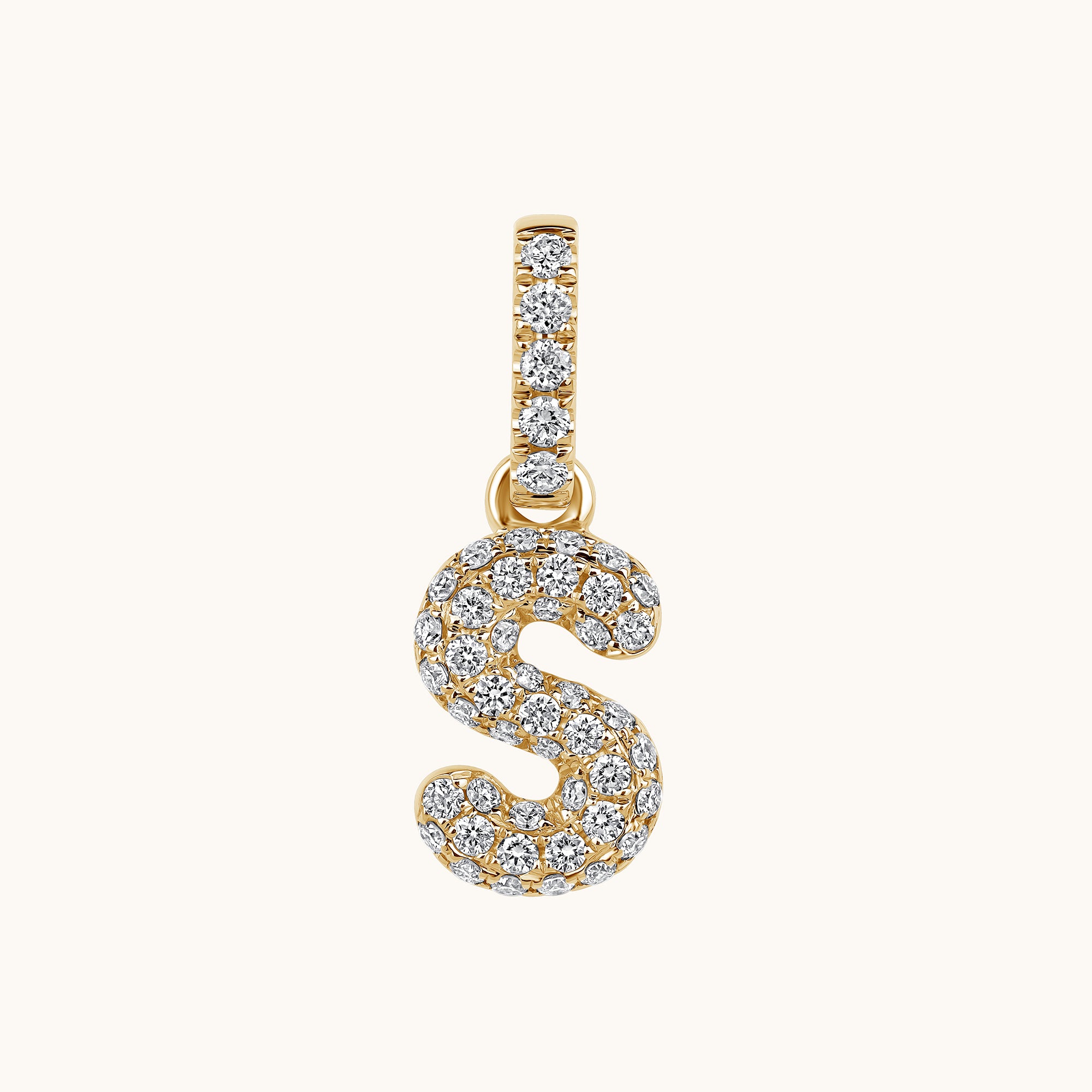 Pave Diamond Bubble Initial Pendant - Happy Jewelers Fine Jewelry Lifetime Warranty