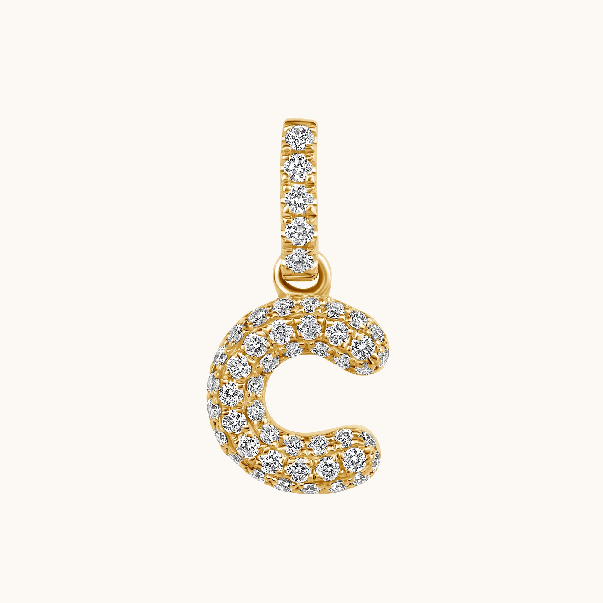 Pave Diamond Bubble Initial Pendant - Happy Jewelers Fine Jewelry Lifetime Warranty