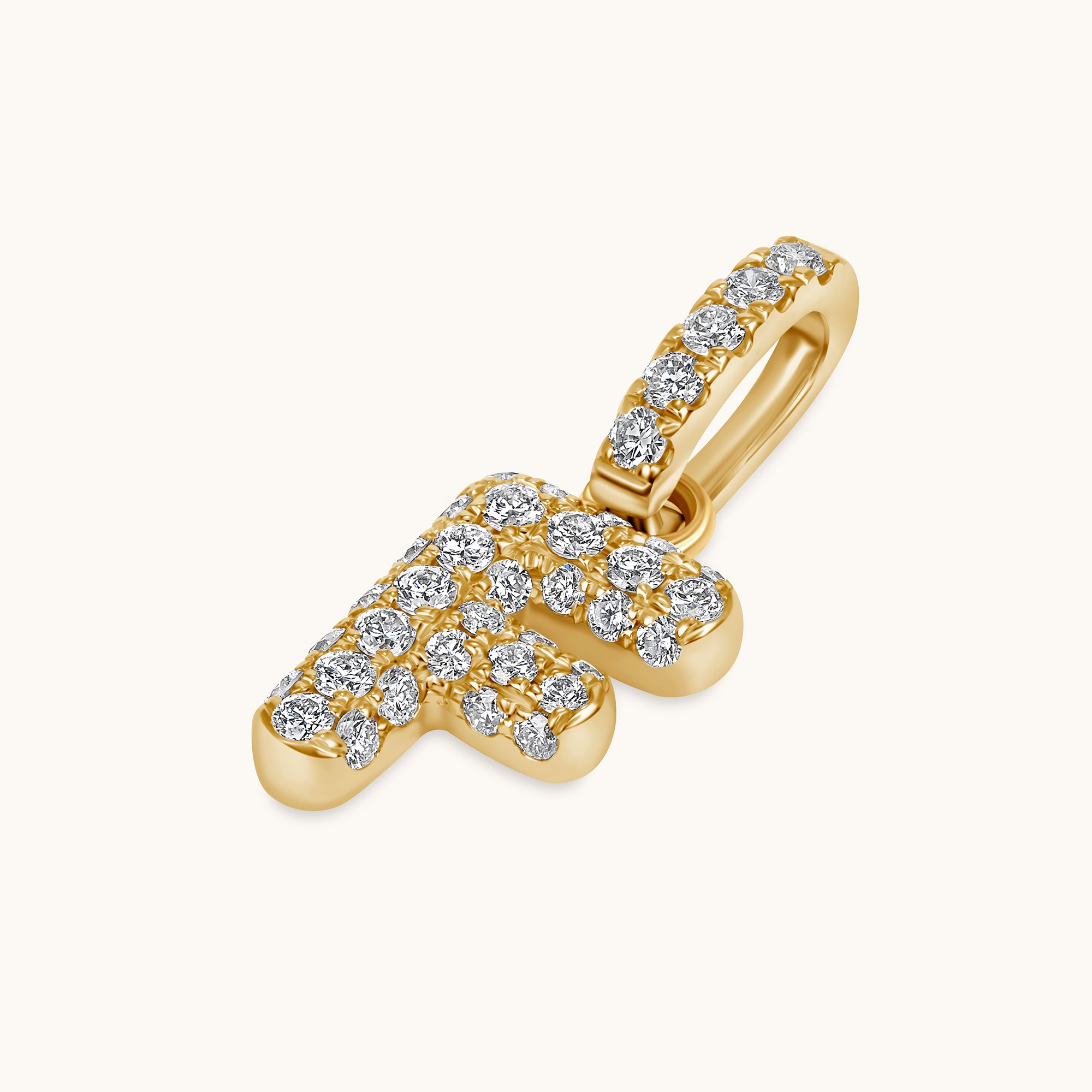 Pave Diamond Bubble Initial Pendant - Happy Jewelers Fine Jewelry Lifetime Warranty
