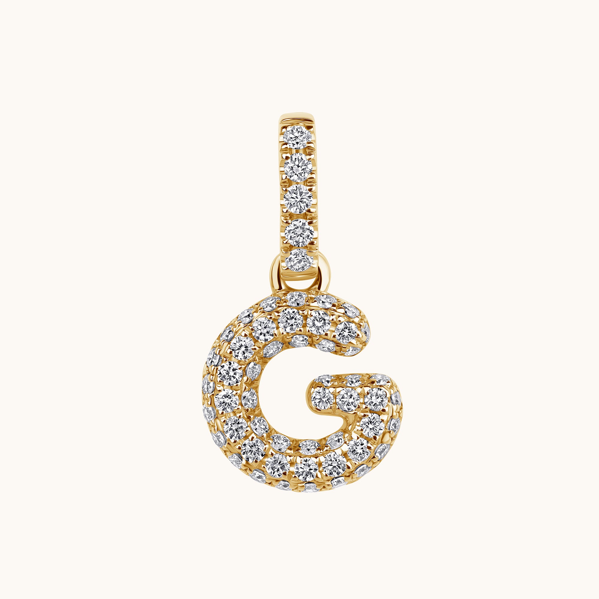 Pave Diamond Bubble Initial Pendant - Happy Jewelers Fine Jewelry Lifetime Warranty