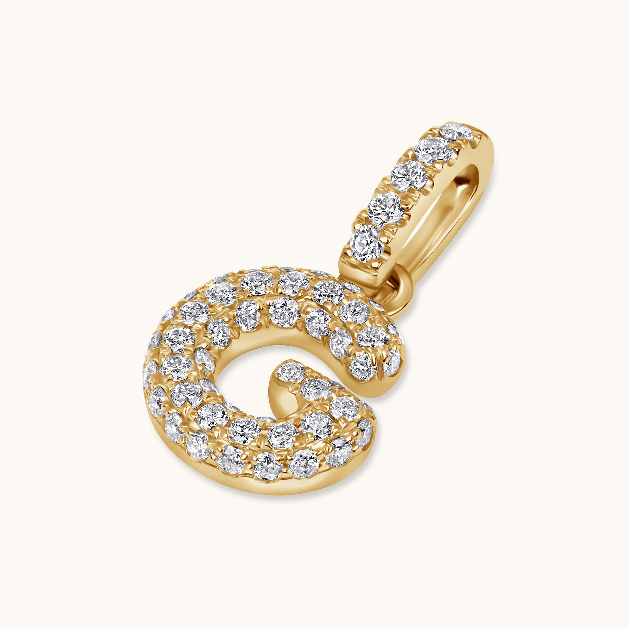 Pave Diamond Bubble Initial Pendant - Happy Jewelers Fine Jewelry Lifetime Warranty