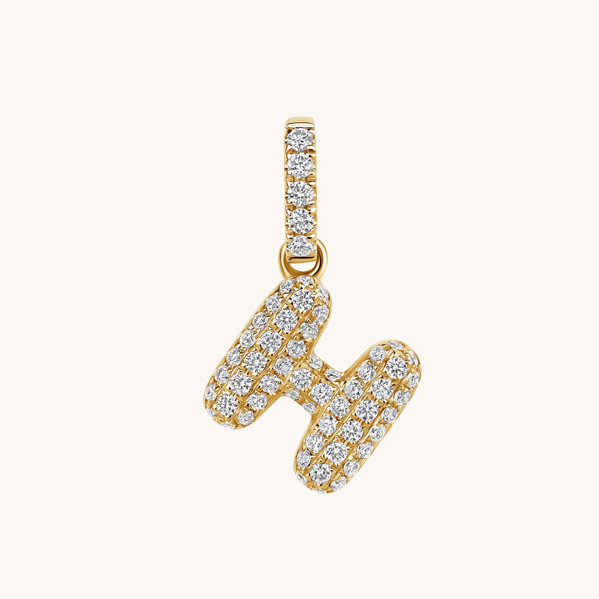Pave Diamond Bubble Initial Pendant - Happy Jewelers Fine Jewelry Lifetime Warranty