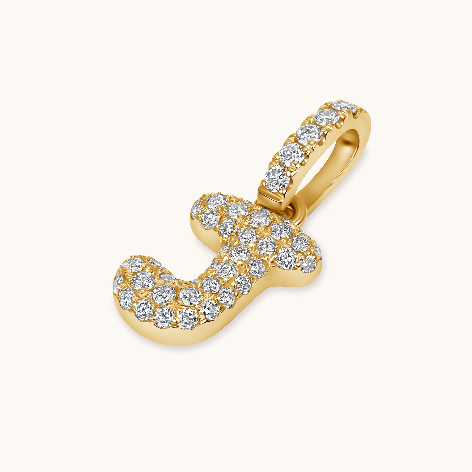 Pave Diamond Bubble Initial Pendant - Happy Jewelers Fine Jewelry Lifetime Warranty