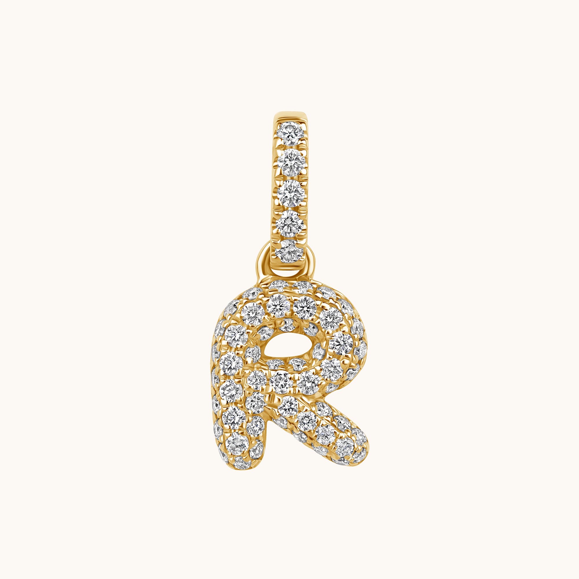 Pave Diamond Bubble Initial Pendant - Happy Jewelers Fine Jewelry Lifetime Warranty