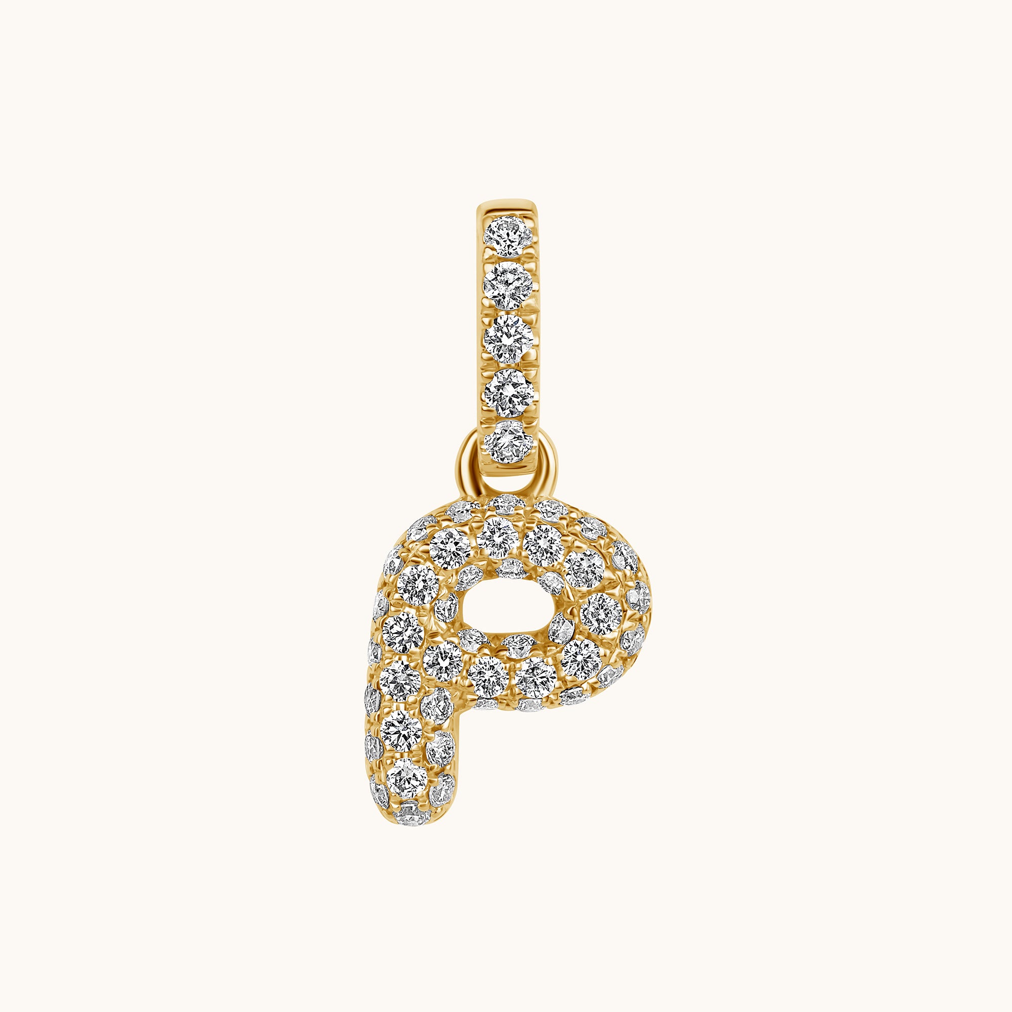 Pave Diamond Bubble Initial Pendant - Happy Jewelers Fine Jewelry Lifetime Warranty