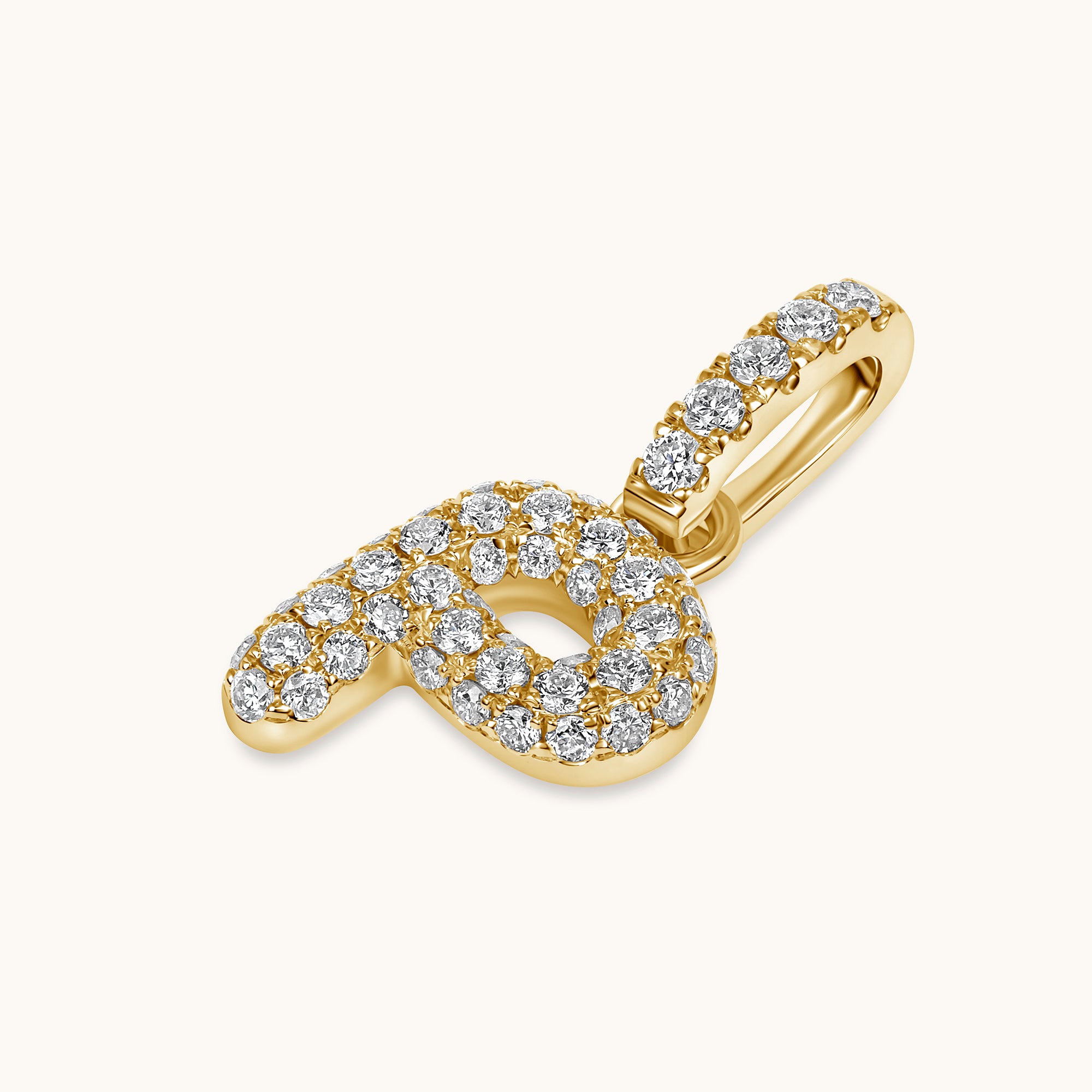 Pave Diamond Bubble Initial Pendant - Happy Jewelers Fine Jewelry Lifetime Warranty