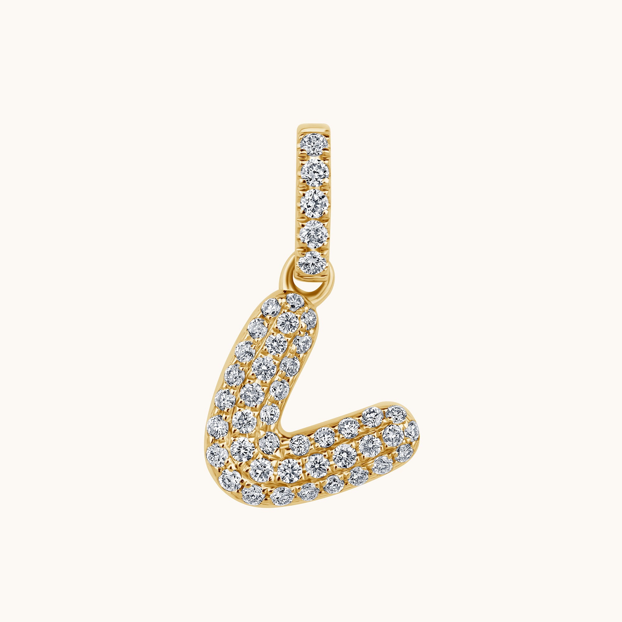 Pave Diamond Bubble Initial Pendant - Happy Jewelers Fine Jewelry Lifetime Warranty