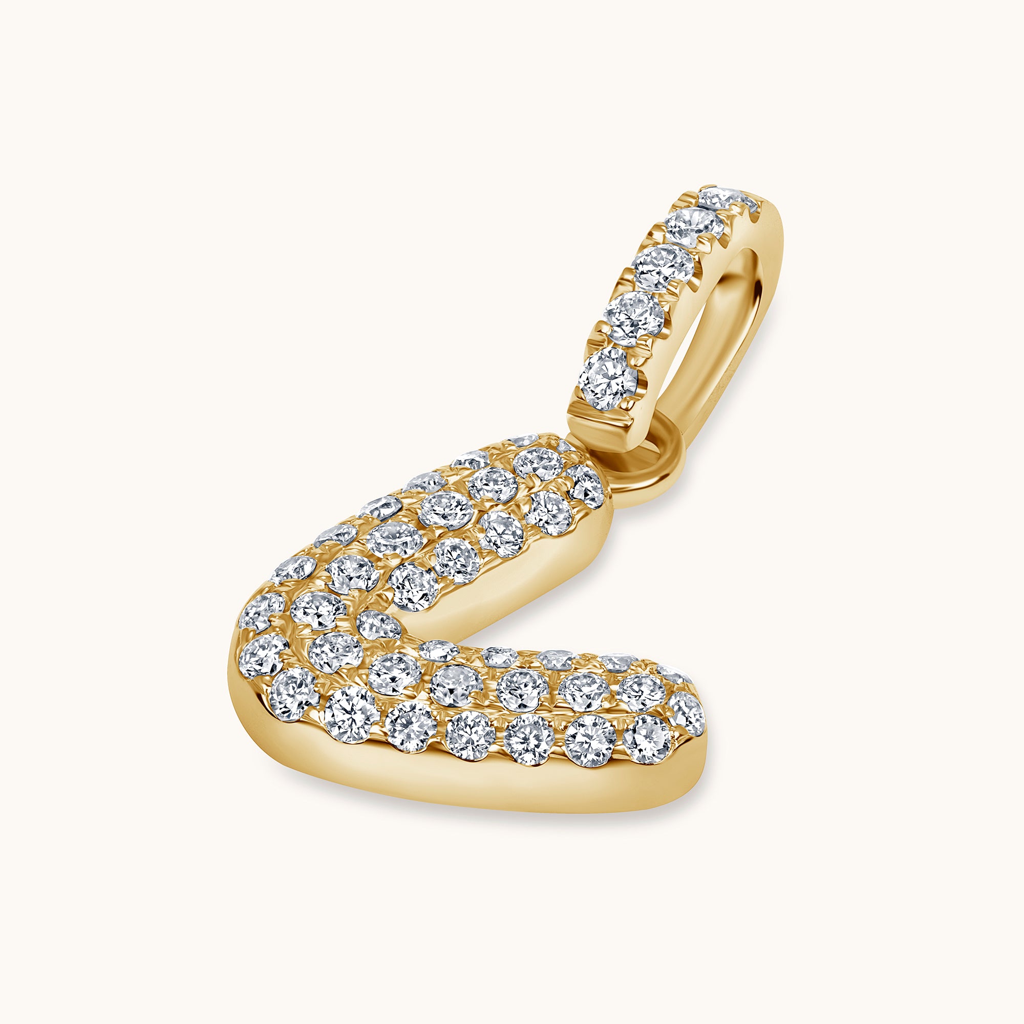 Pave Diamond Bubble Initial Pendant - Happy Jewelers Fine Jewelry Lifetime Warranty