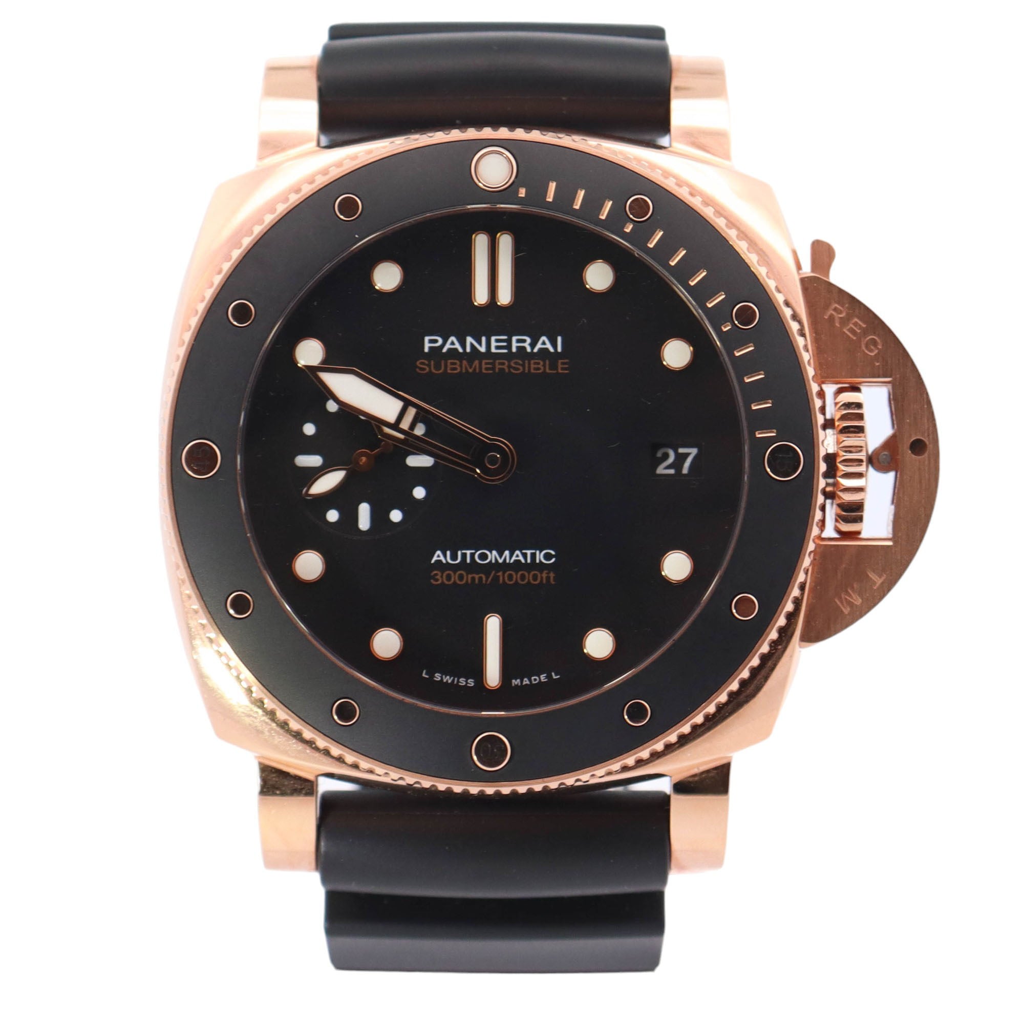 Panerai Submersible Goltech Rose Gold 42mm Black Stick & Dot Dial Watch Reference# PAM02164 - Happy Jewelers Fine Jewelry Lifetime Warranty
