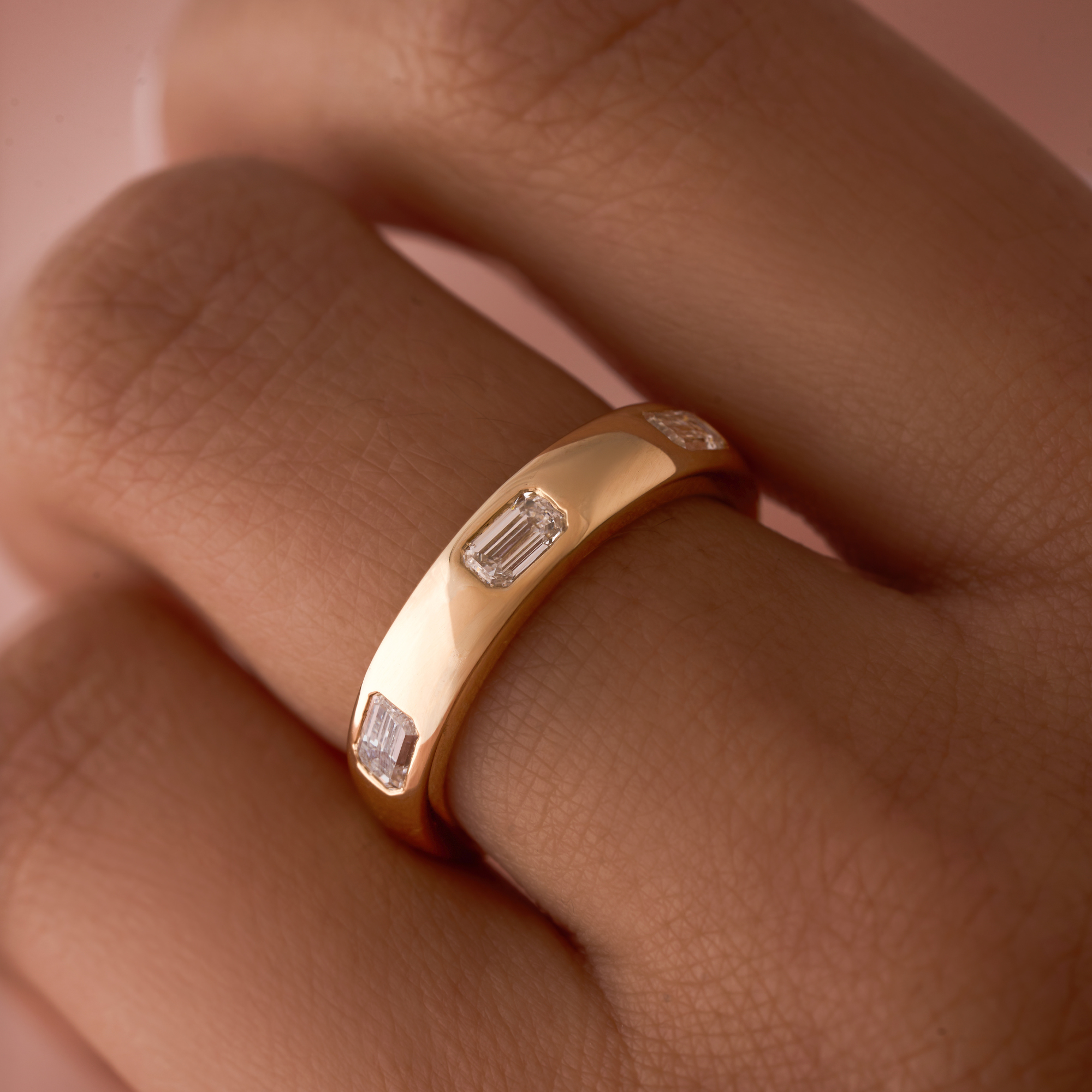 Diamond Emerald Inlay Band - Happy Jewelers Fine Jewelry Lifetime Warranty