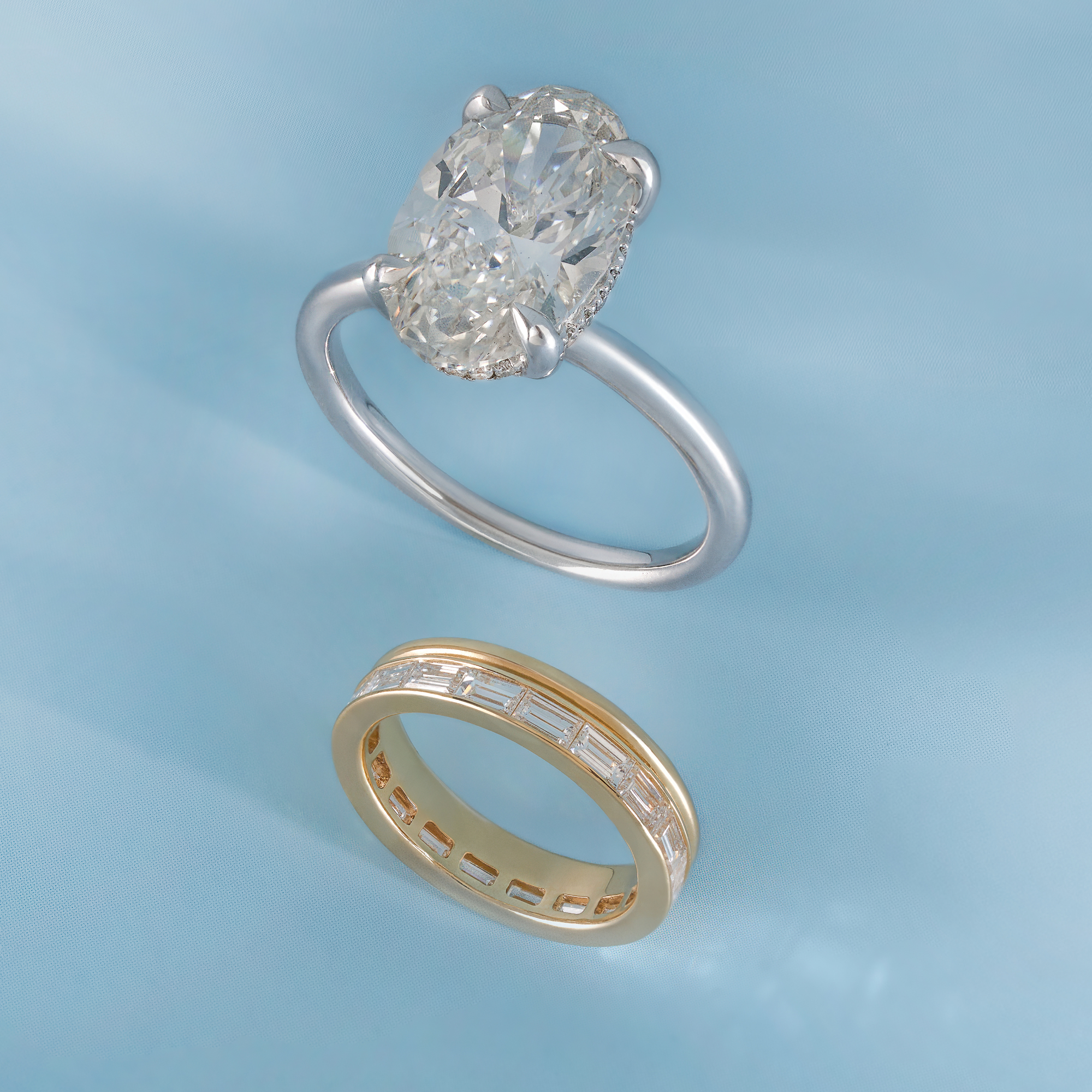 Baguette Lab Diamond and Gold Double Eternity Band - Happy Jewelers Fine Jewelry Lifetime Warranty