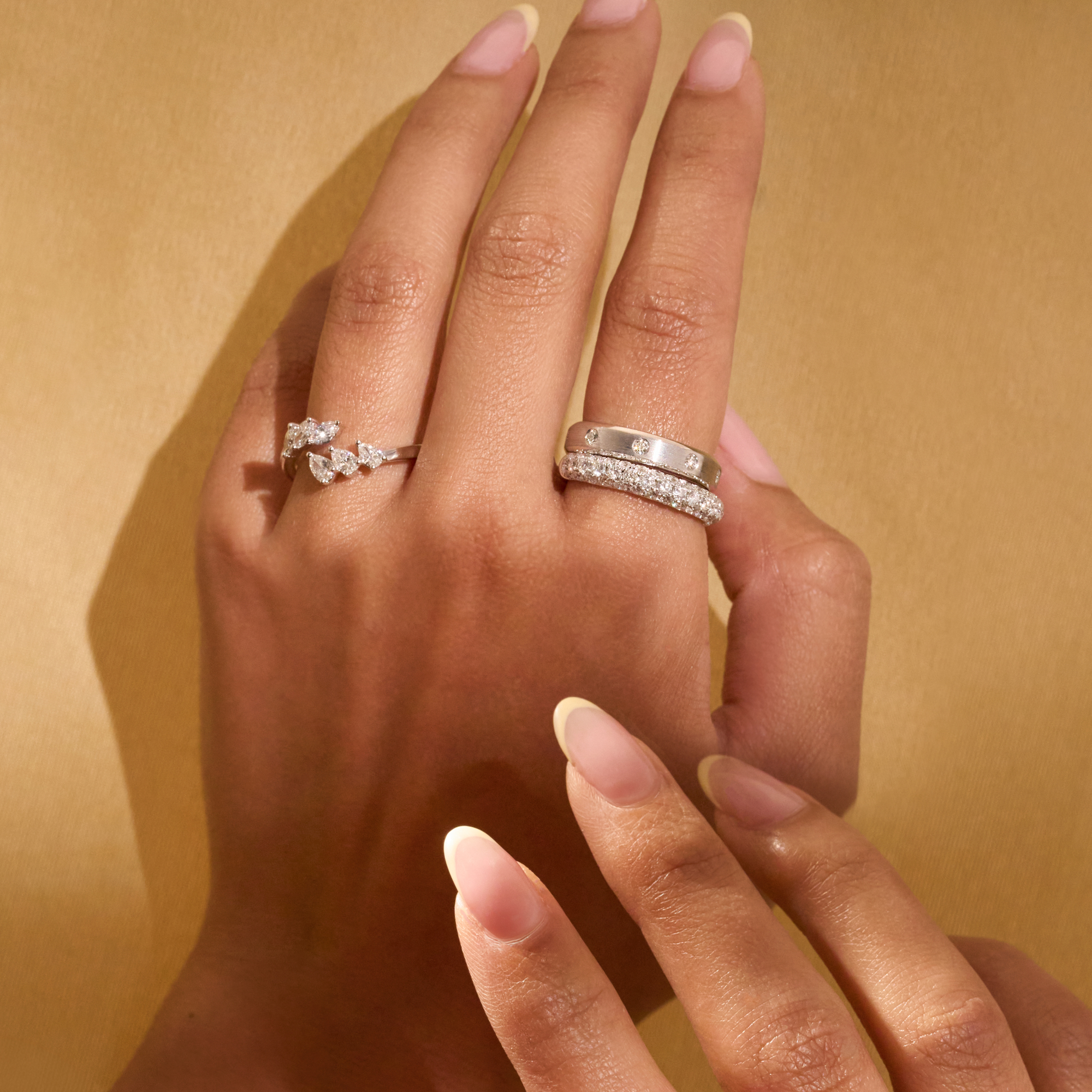 Three Row Pave Diamond Halfway Band - Happy Jewelers Fine Jewelry Lifetime Warranty