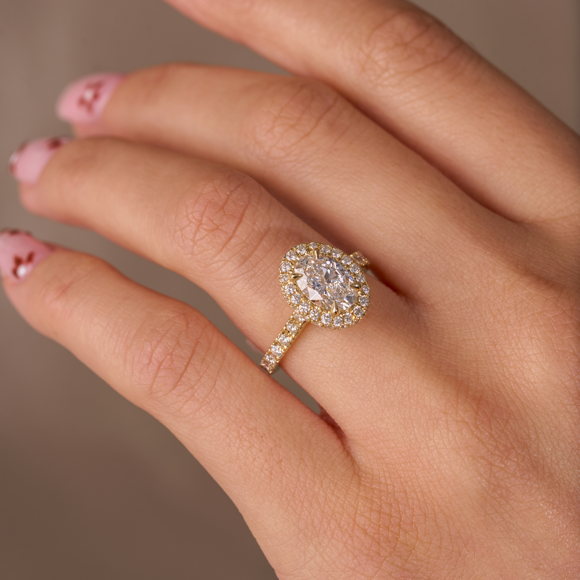 1.71 Oval Lab Diamond Engagement Ring with Halo - Happy Jewelers Fine Jewelry Lifetime Warranty
