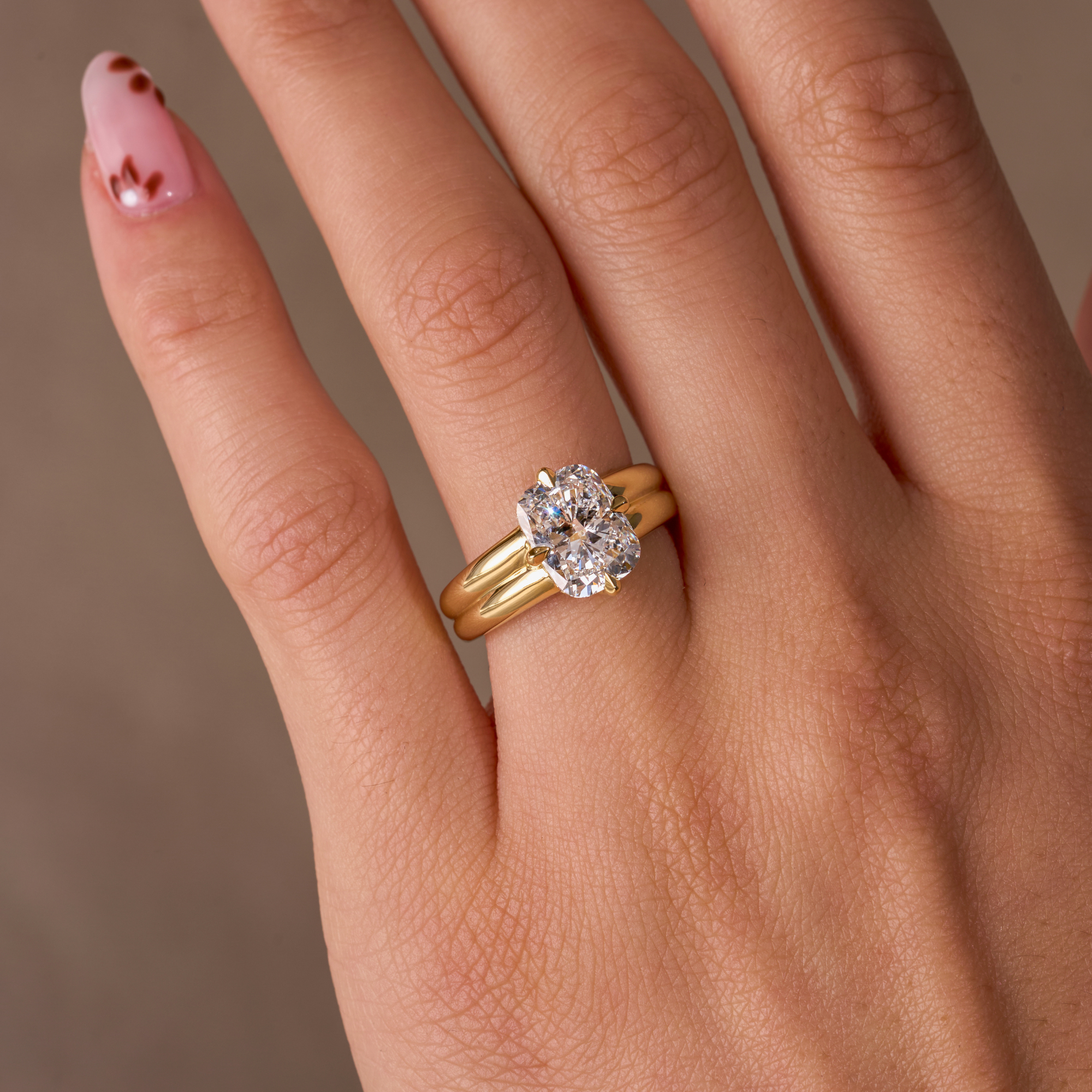 Compass Set 3.04 Cushion Lab Diamond Engagement Ring with Tapered Double Band - Happy Jewelers Fine Jewelry Lifetime Warranty