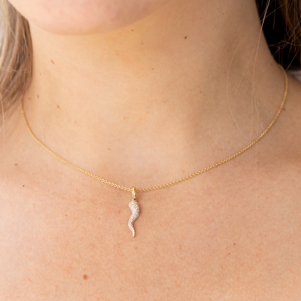 Pave Diamond Cornicello Pendant - Happy Jewelers Fine Jewelry Lifetime Warranty