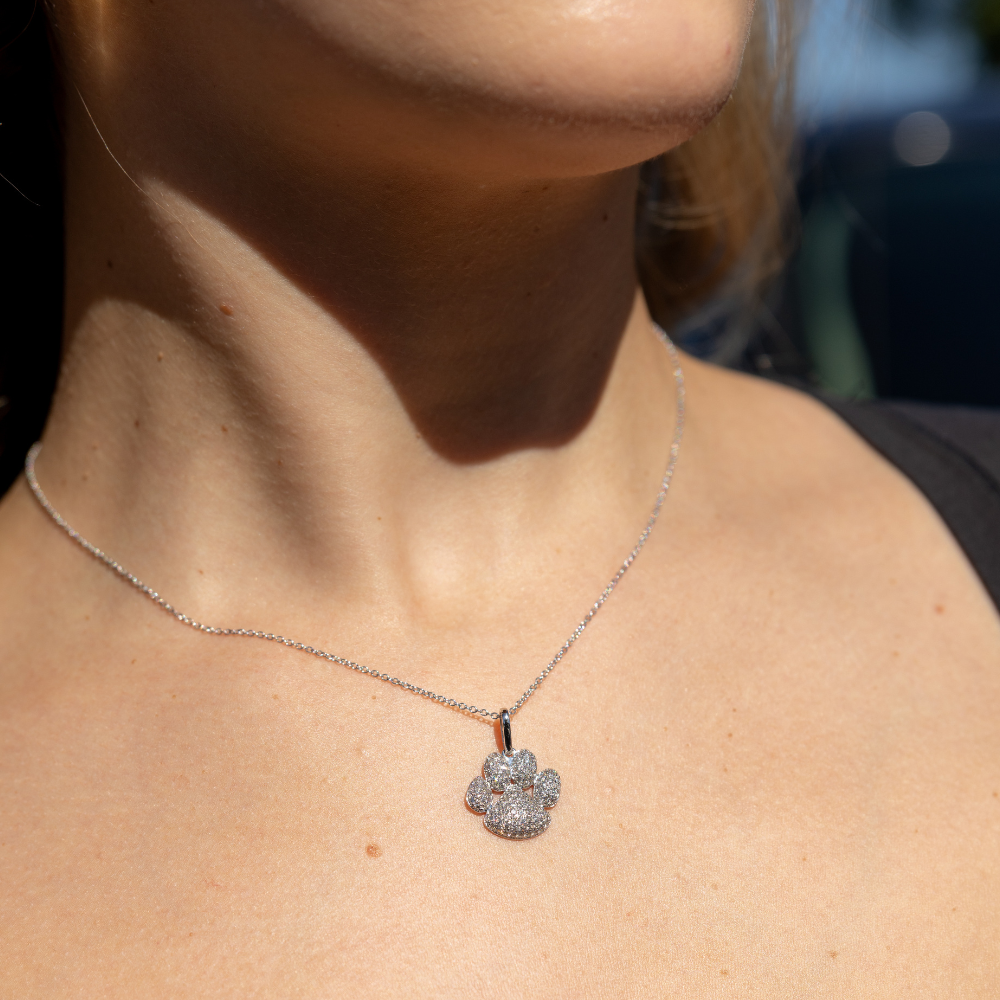 Diamond Paw Print Necklace - Happy Jewelers Fine Jewelry Lifetime Warranty