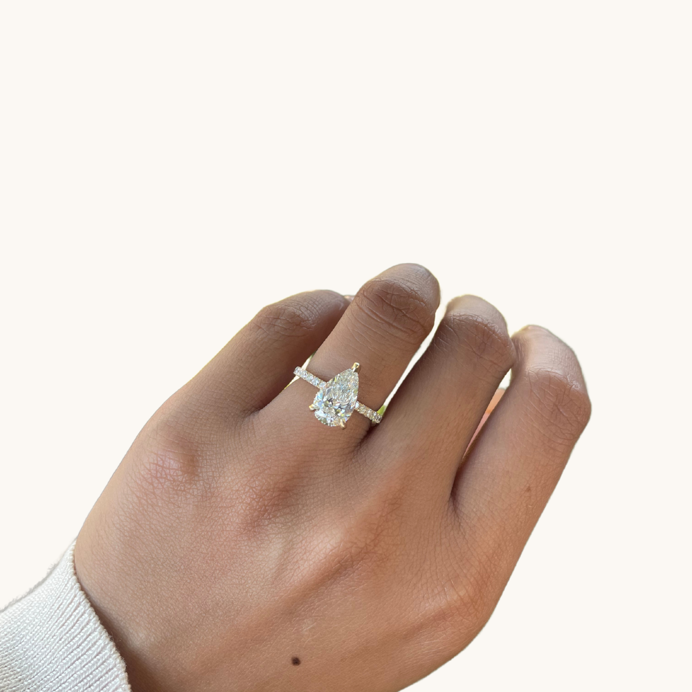 2.37 Pear Diamond Engagement Ring with Hidden Halo - Happy Jewelers Fine Jewelry Lifetime Warranty