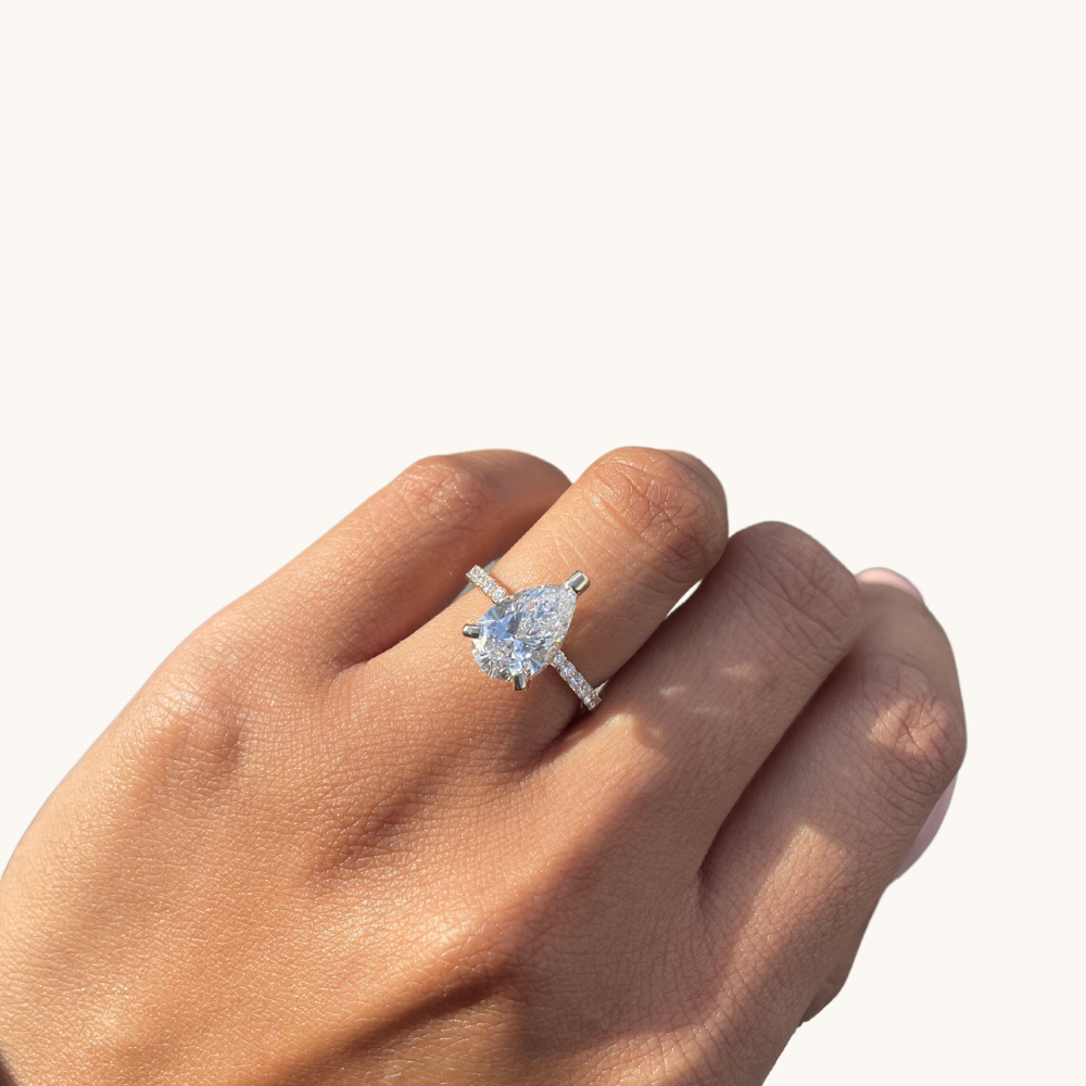2.53 Pear Lab Diamond Engagement Ring with Hidden Halo - Happy Jewelers Fine Jewelry Lifetime Warranty