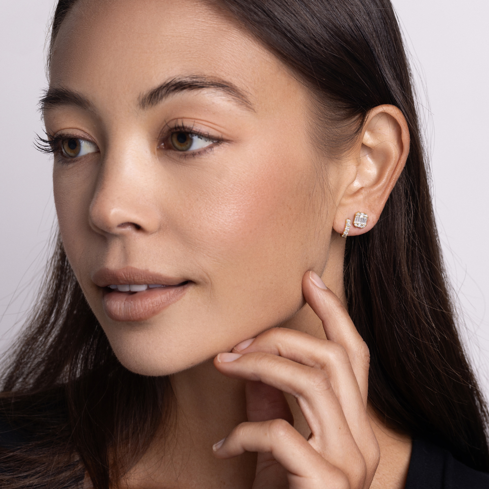 Petite Diamond Huggie Hoops - Happy Jewelers Fine Jewelry Lifetime Warranty