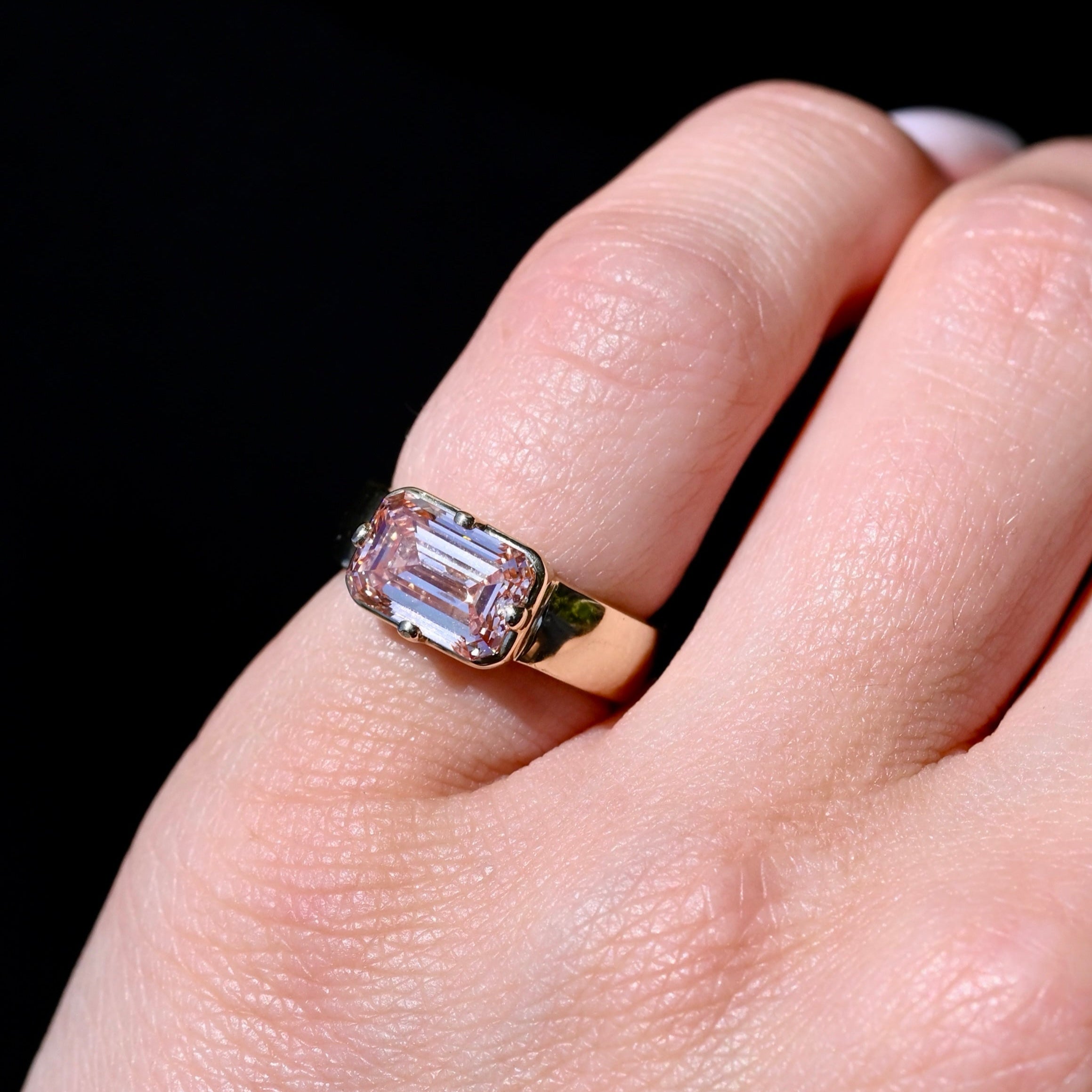 2.57 Fancy Pink East-West Emerald Engagement Ring - Happy Jewelers Fine Jewelry Lifetime Warranty