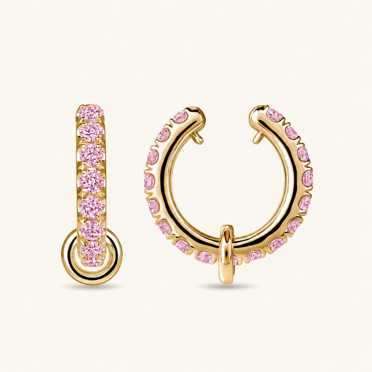 Yellow Gold Pink Sapphire Ringlet Ear Cuff