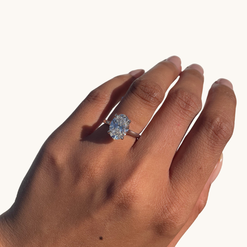 3.13 Oval Lab Diamond Engagement Ring with Hidden Halo - Happy Jewelers Fine Jewelry Lifetime Warranty