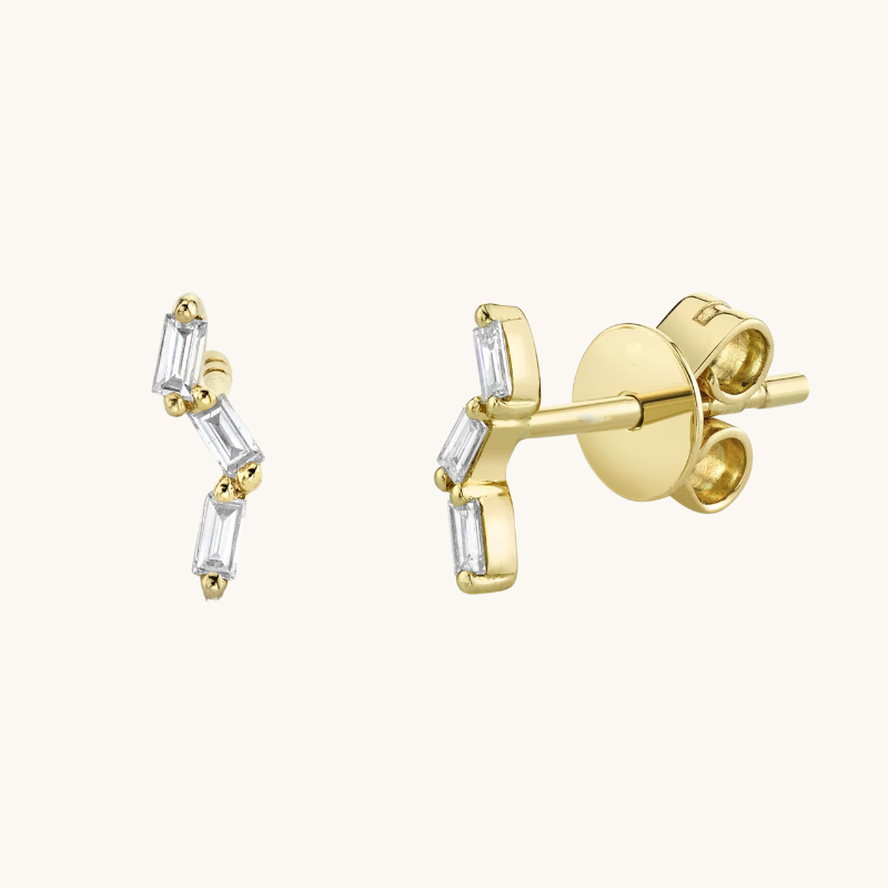 The Ella Baguette Diamond Stud Earrings - Happy Jewelers Fine Jewelry Lifetime Warranty