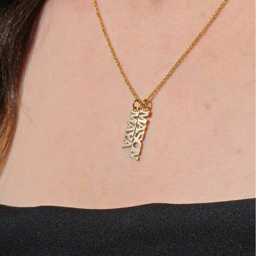 Breast Cancer Awareness: Vertical Name Necklace - Happy Jewelers Fine Jewelry Lifetime Warranty