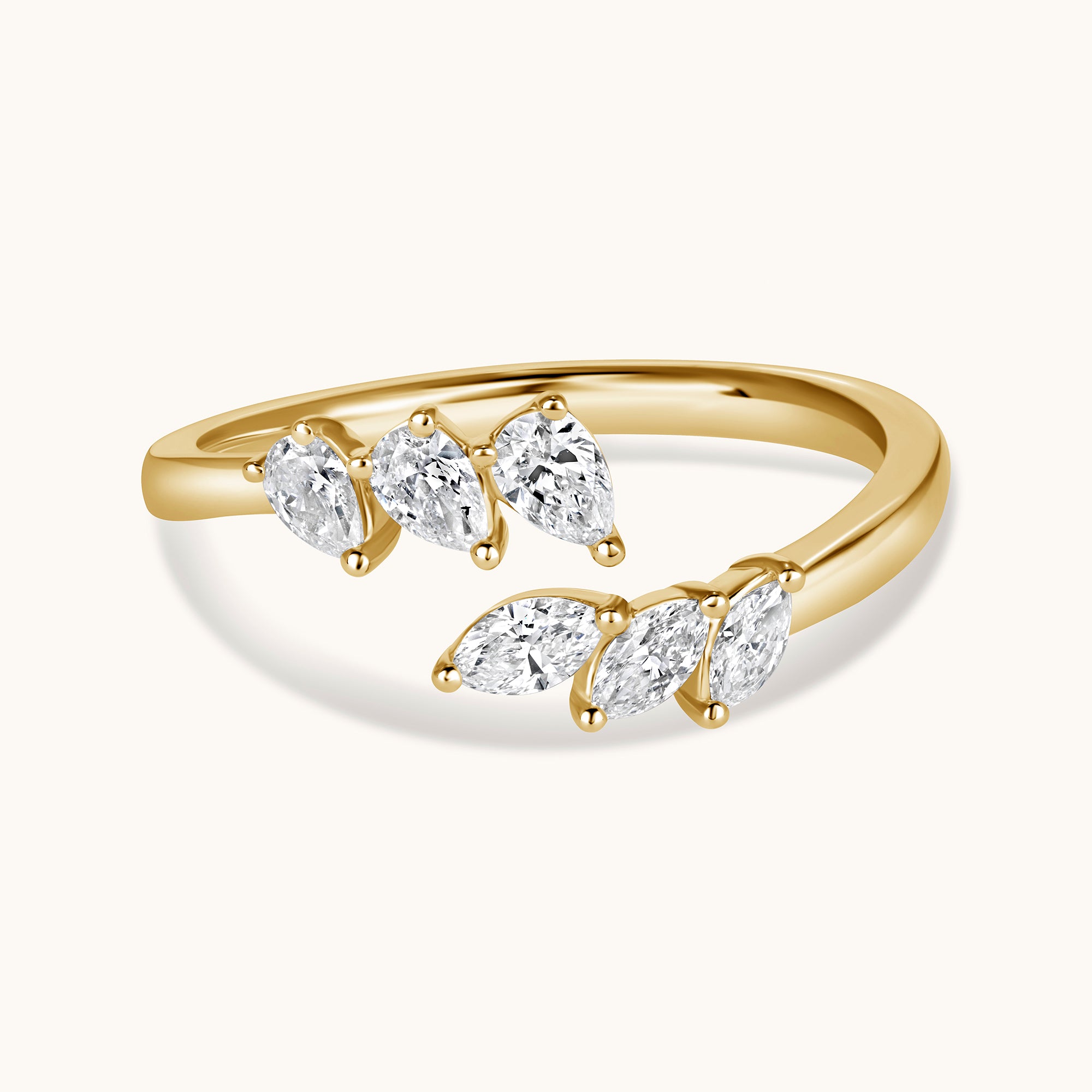 Slanted Multi-Diamond Open Cocktail Ring - Happy Jewelers Fine Jewelry Lifetime Warranty