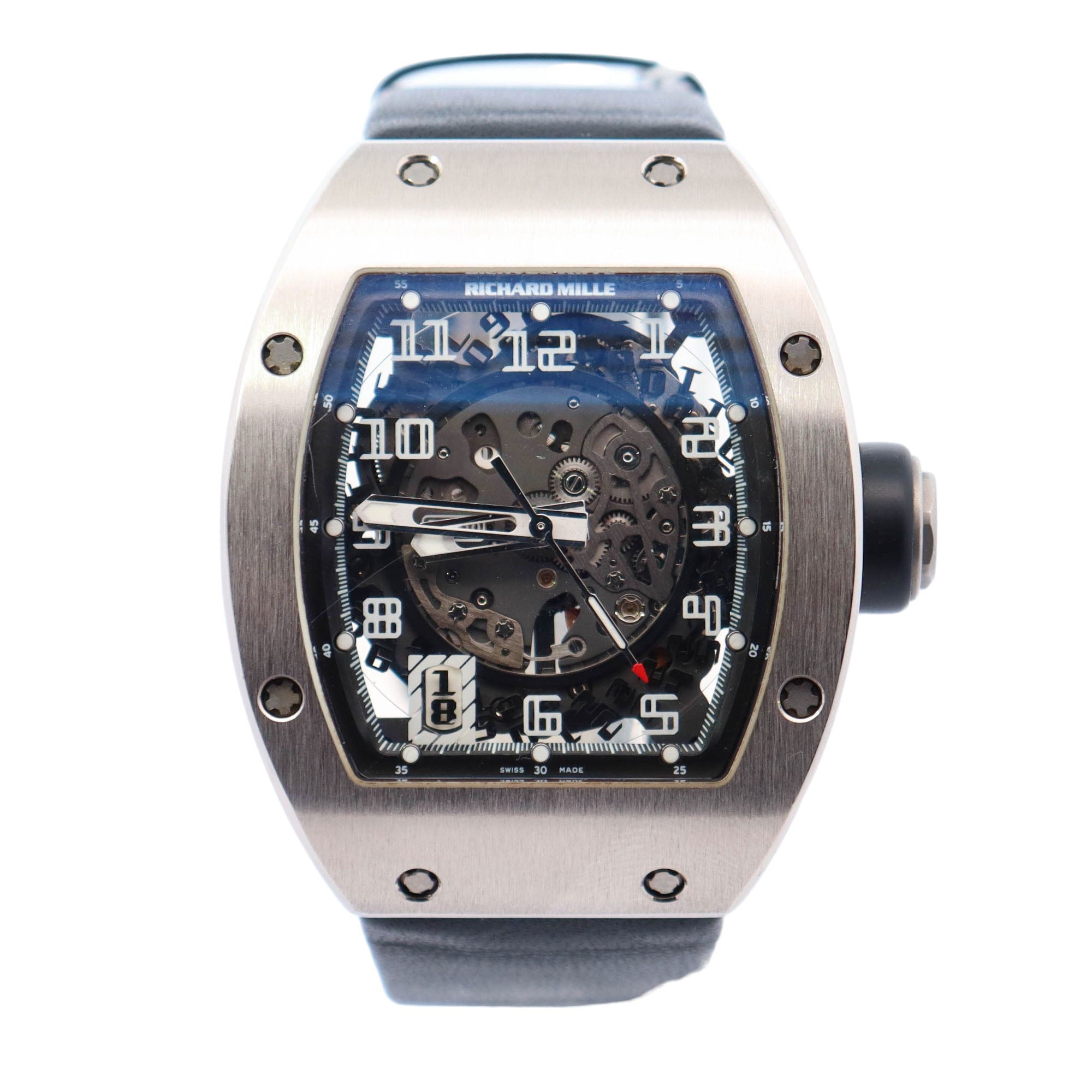 Richard Mille RM010 38mm x 47mm Skeleton Dial Ref# RM010 AG WG - Happy Jewelers Fine Jewelry Lifetime Warranty