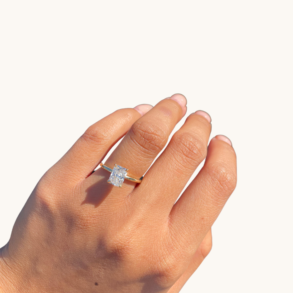 1.54 Radiant Lab Diamond Engagement Ring with Hidden Halo - Happy Jewelers Fine Jewelry Lifetime Warranty